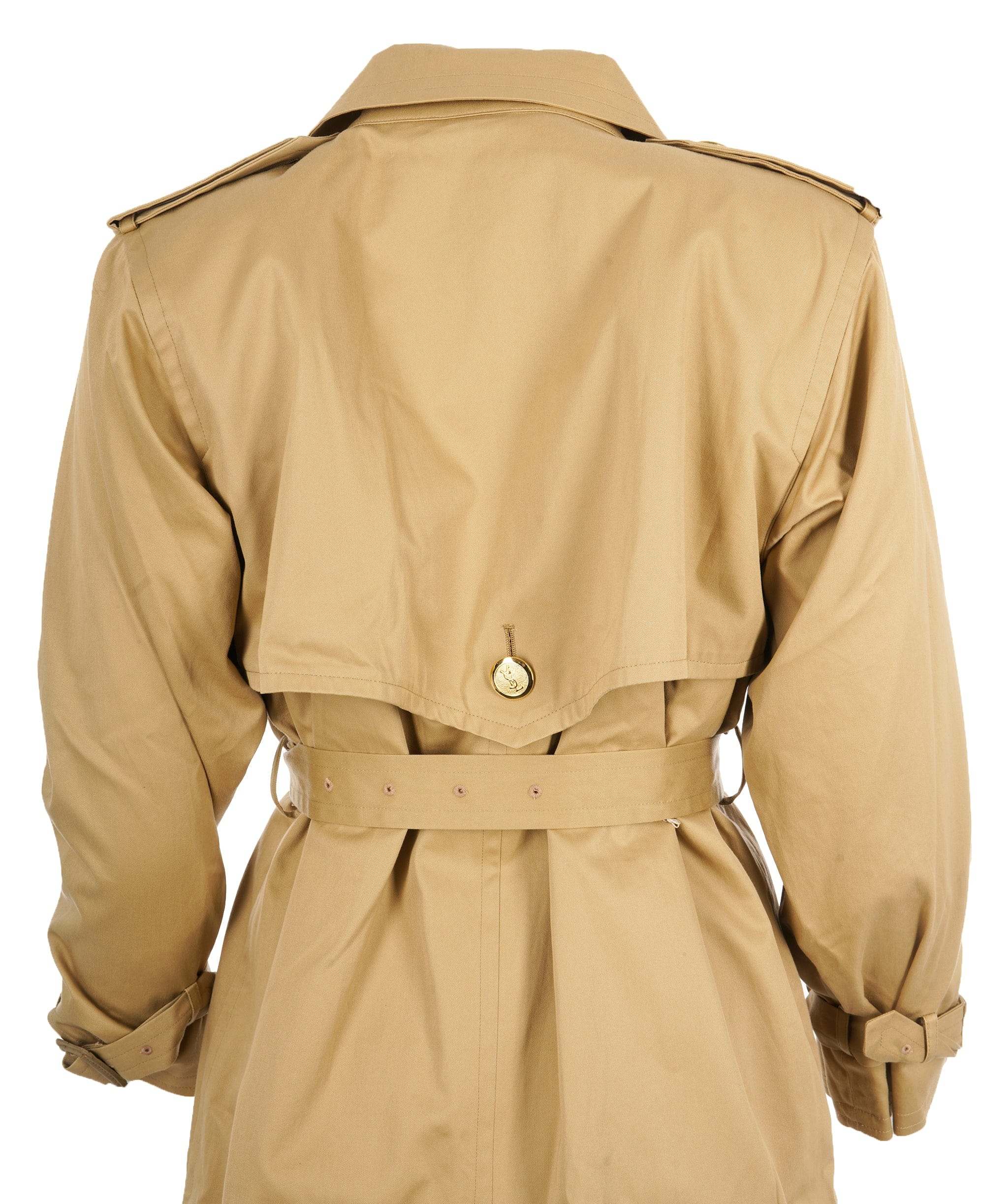 Yves Saint Laurent YSL Gold Buttons Trench Coat Beige ASL10501