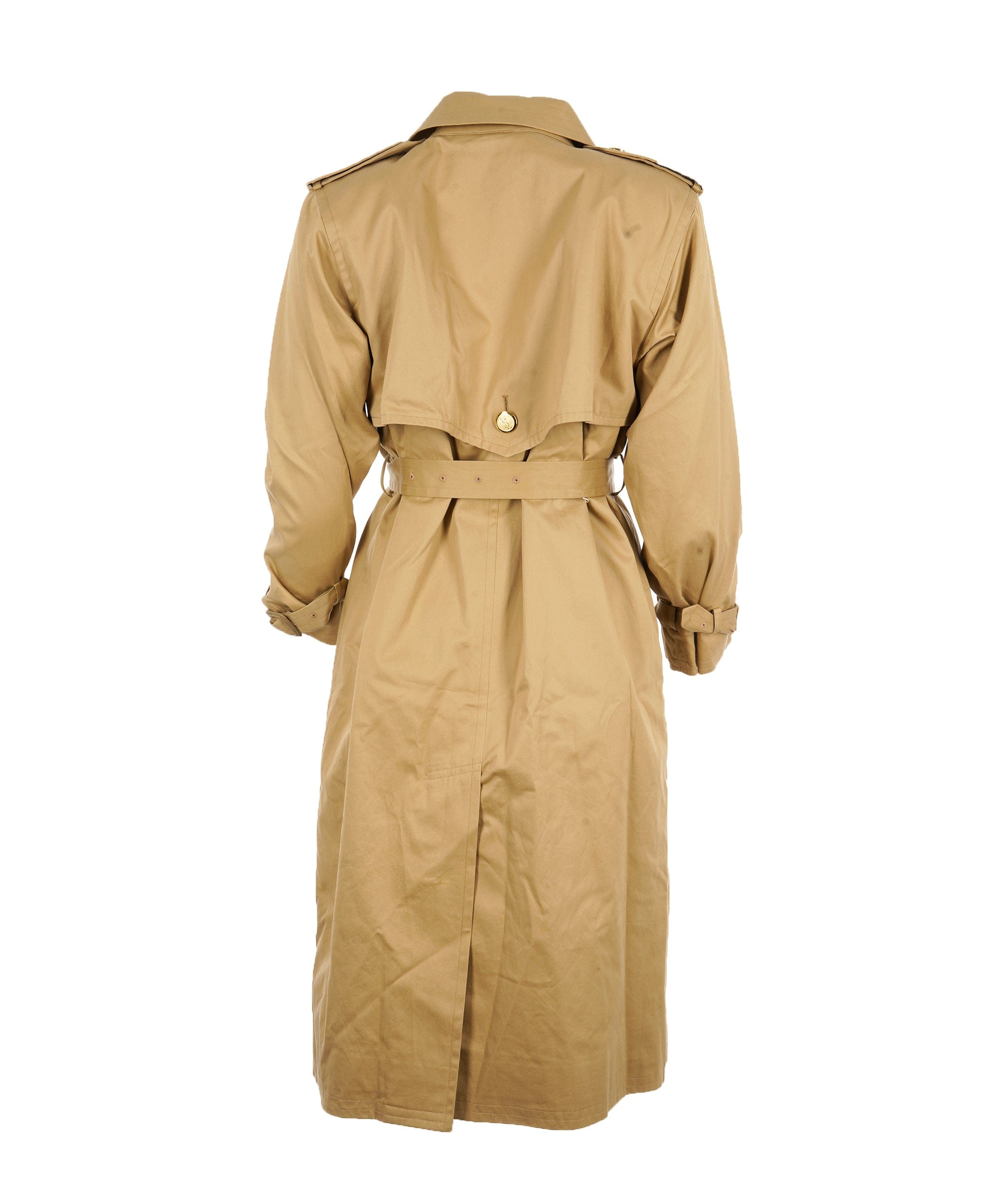 Yves Saint Laurent YSL Gold Buttons Trench Coat Beige ASL10501