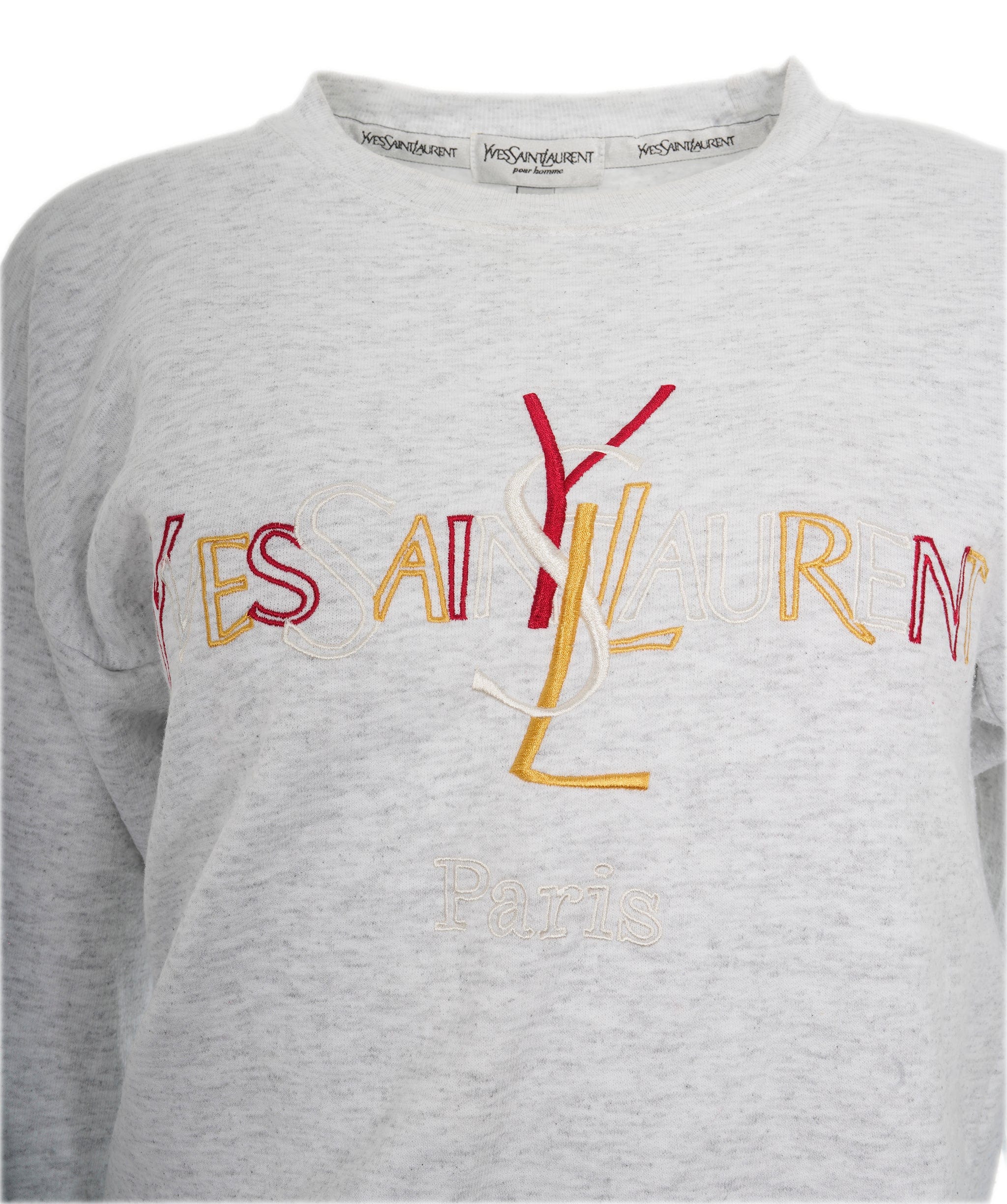 Yves Saint Laurent YSL Light Grey YSL Crewneck Jumper  ALL0606