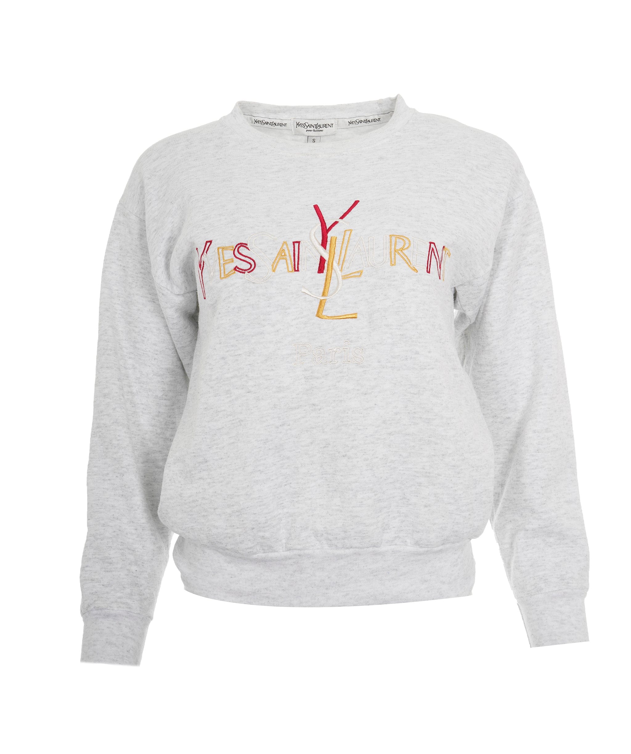 Yves Saint Laurent YSL Light Grey YSL Crewneck Jumper  ALL0606