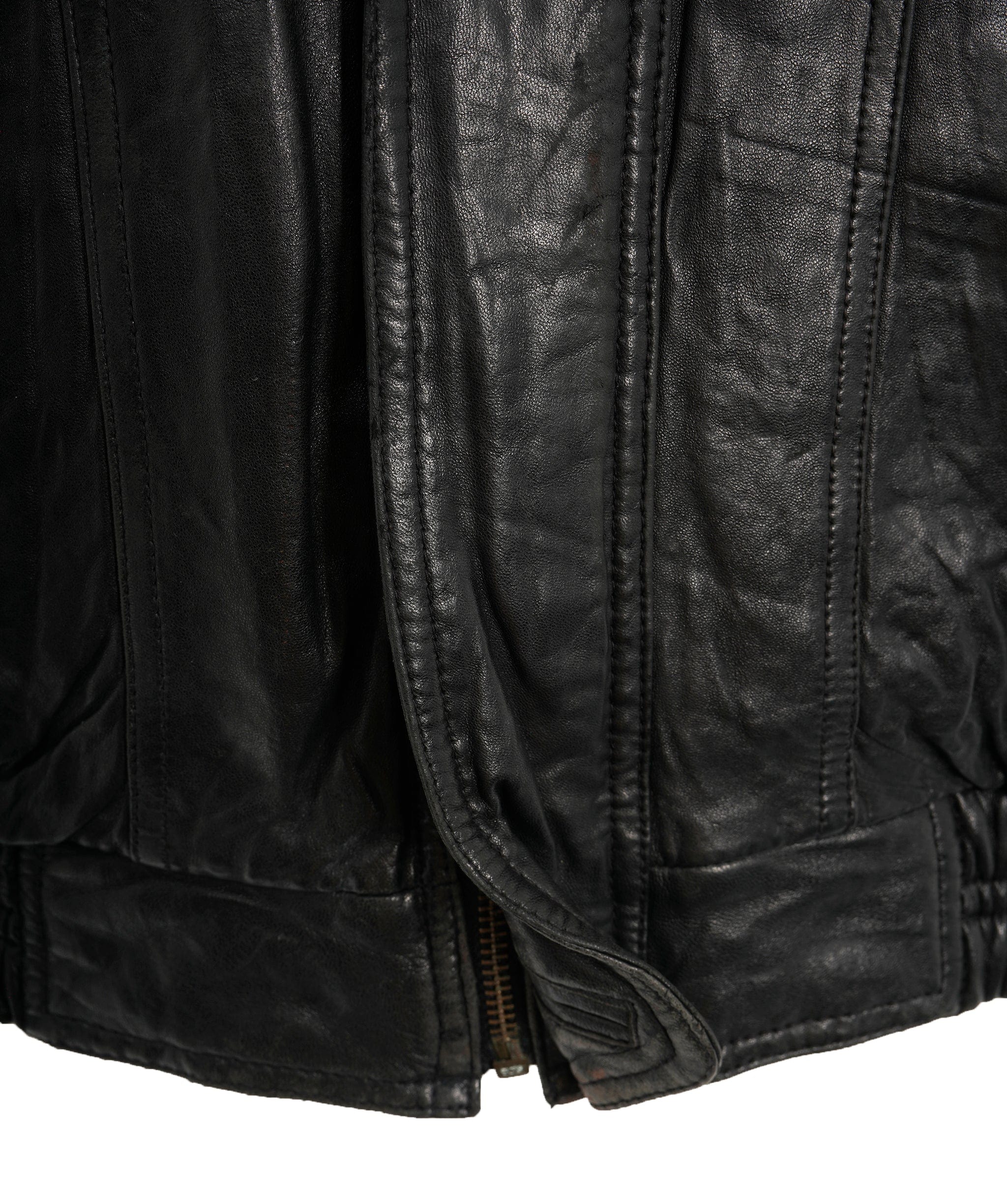 Yves Saint Laurent Ysl Logo Leather Black Bomber Jacket  ALC1159