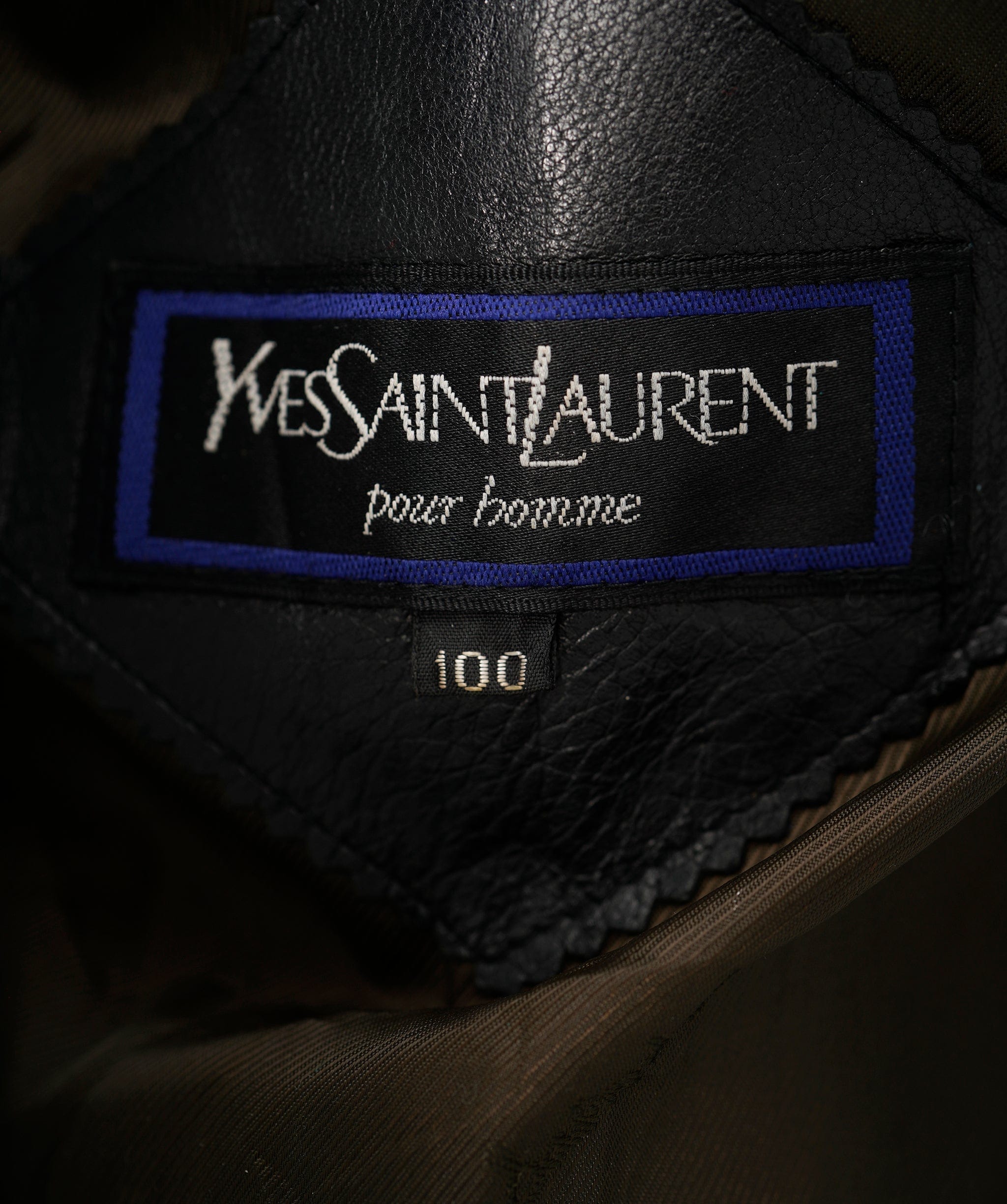 Yves Saint Laurent Ysl Logo Leather Black Bomber Jacket  ALC1159