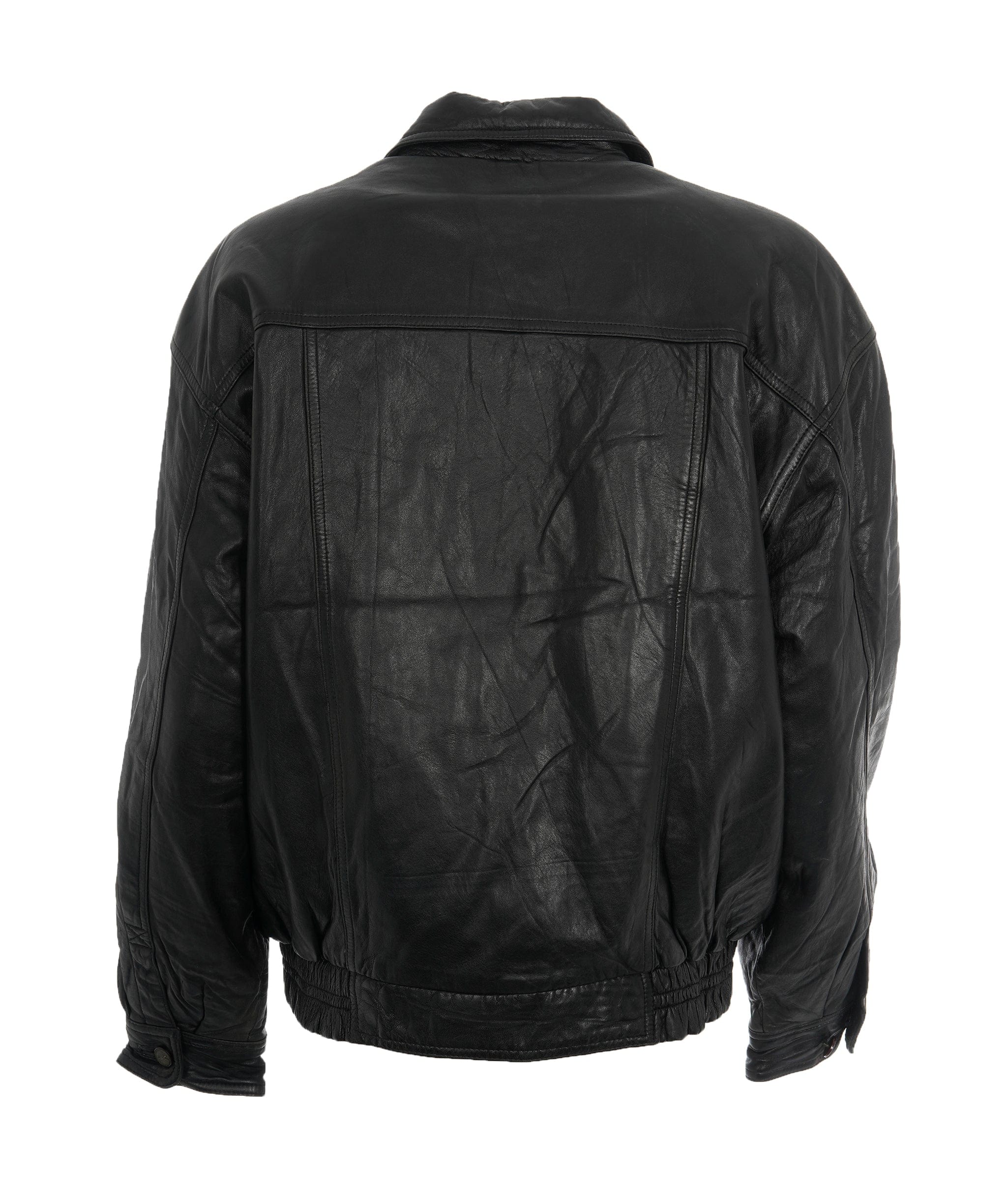 Yves Saint Laurent Ysl Logo Leather Black Bomber Jacket  ALC1159