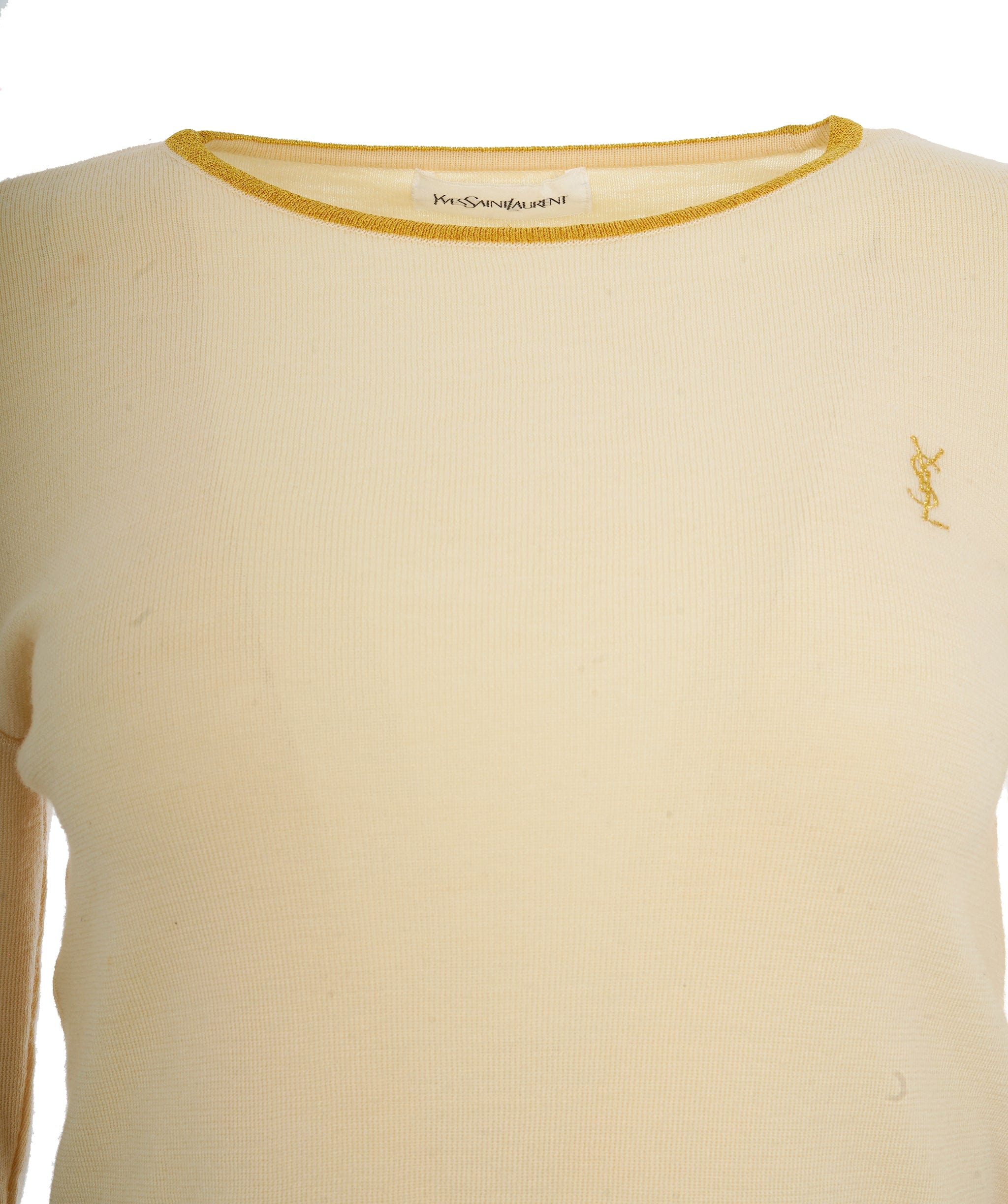 Yves Saint Laurent YSL Logo Sweater Cream Gold ASL10521