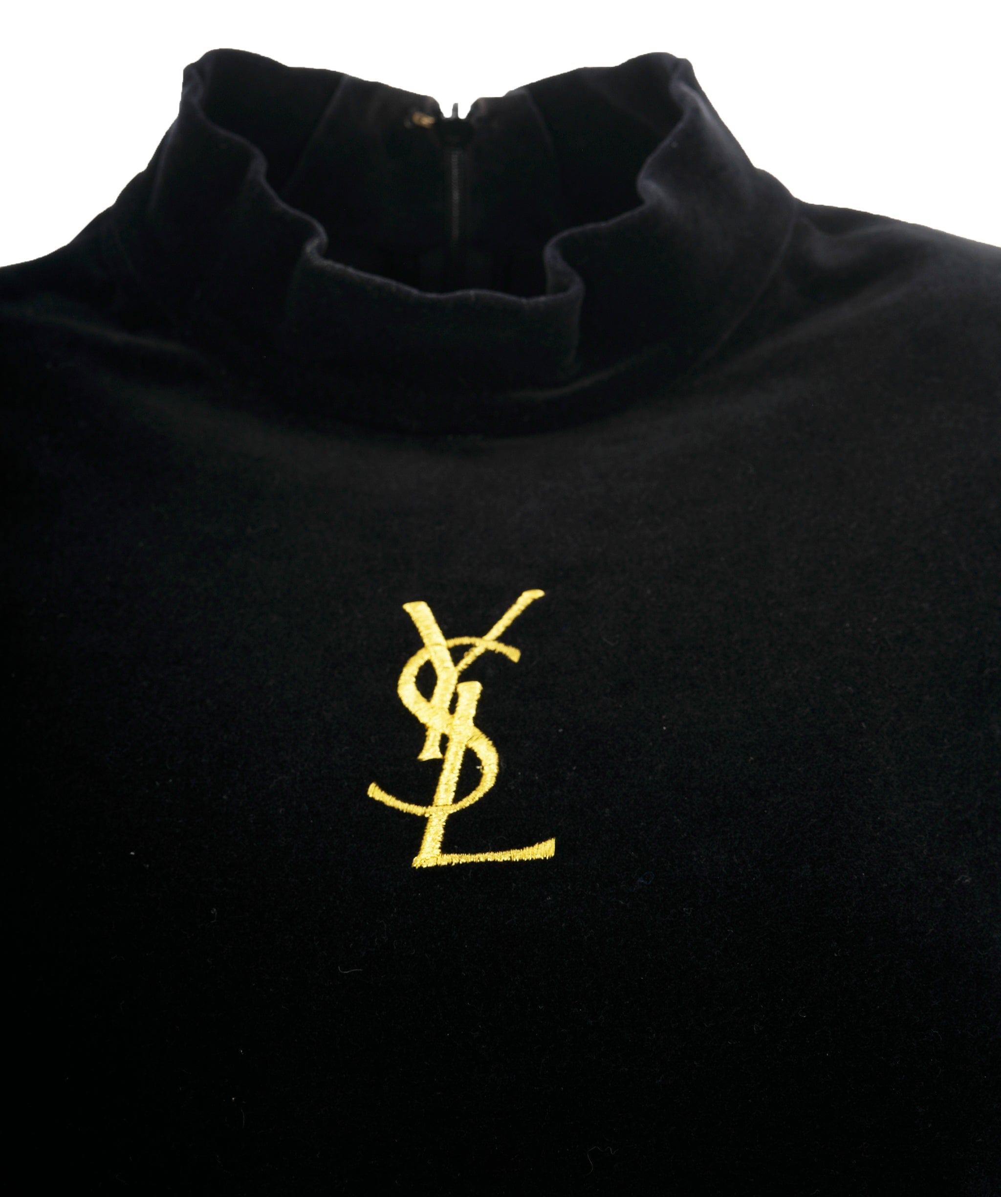 Yves Saint Laurent YSL Logo Velour Top Black ASL10180