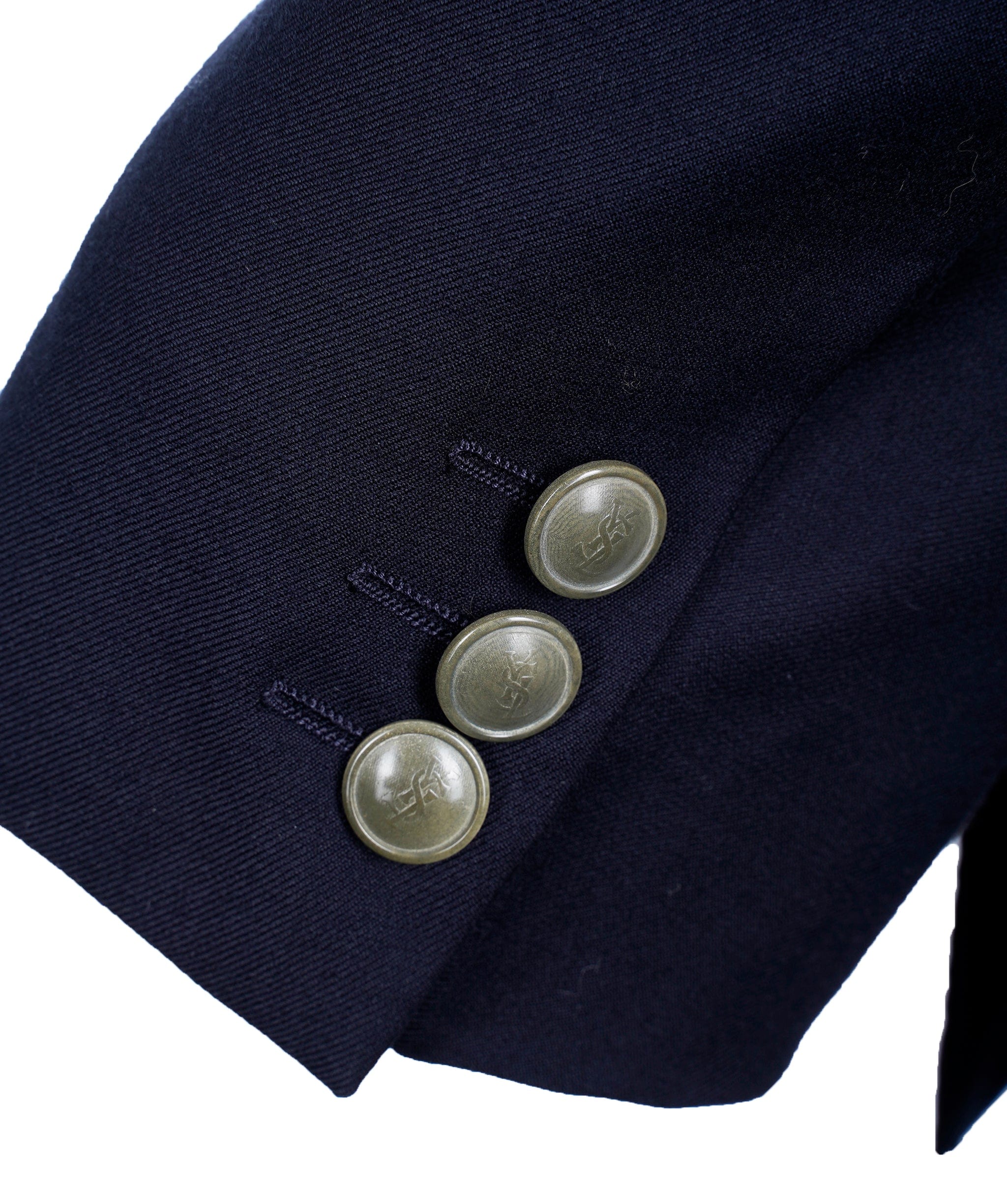 Yves Saint Laurent YSL Navy Oversized Double Breasted Jacket with Grey YSL buttons 54 ALL0524