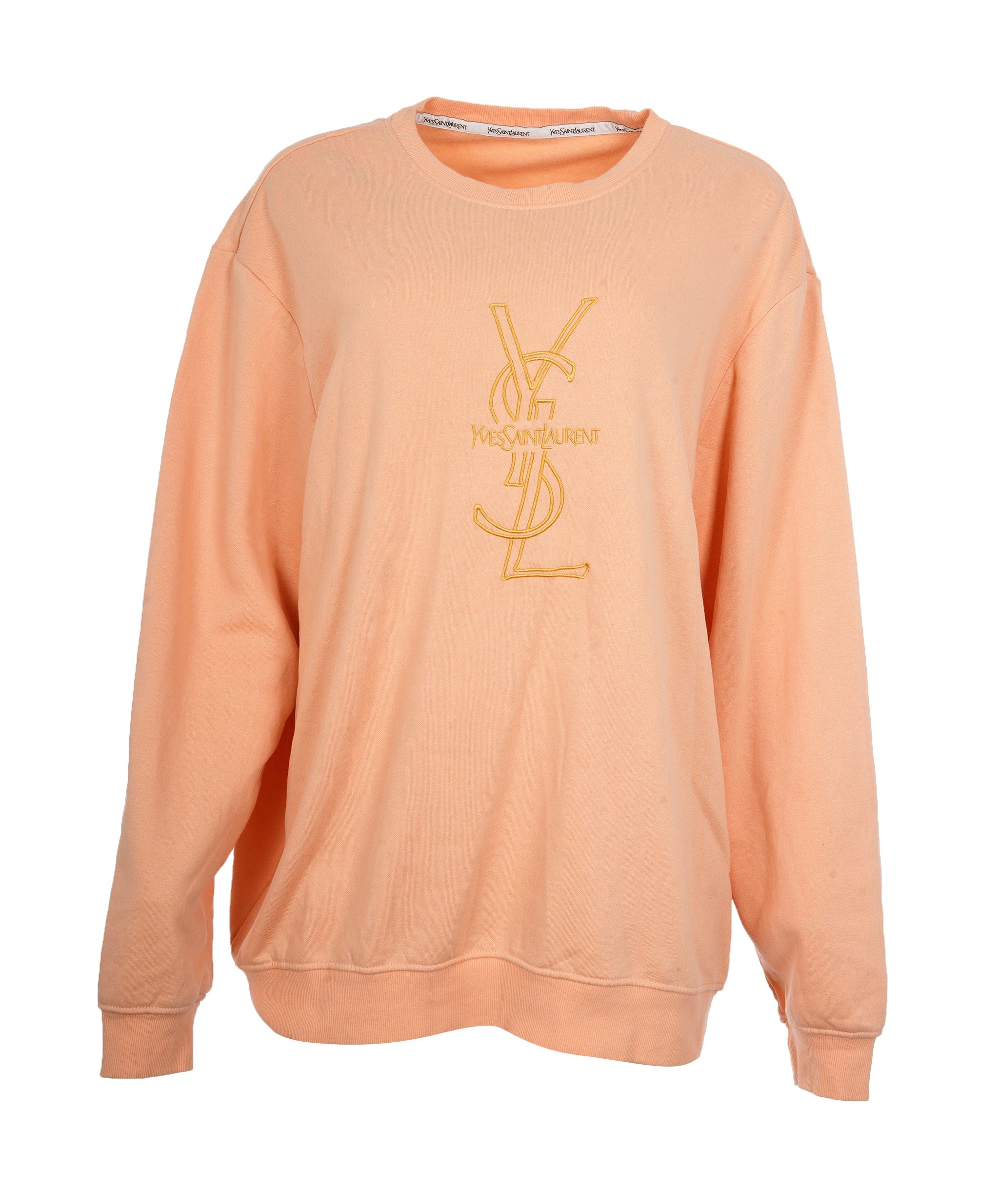 Yves Saint Laurent YSL Peach Crewneck Jumper with YSL logo  ALL0562