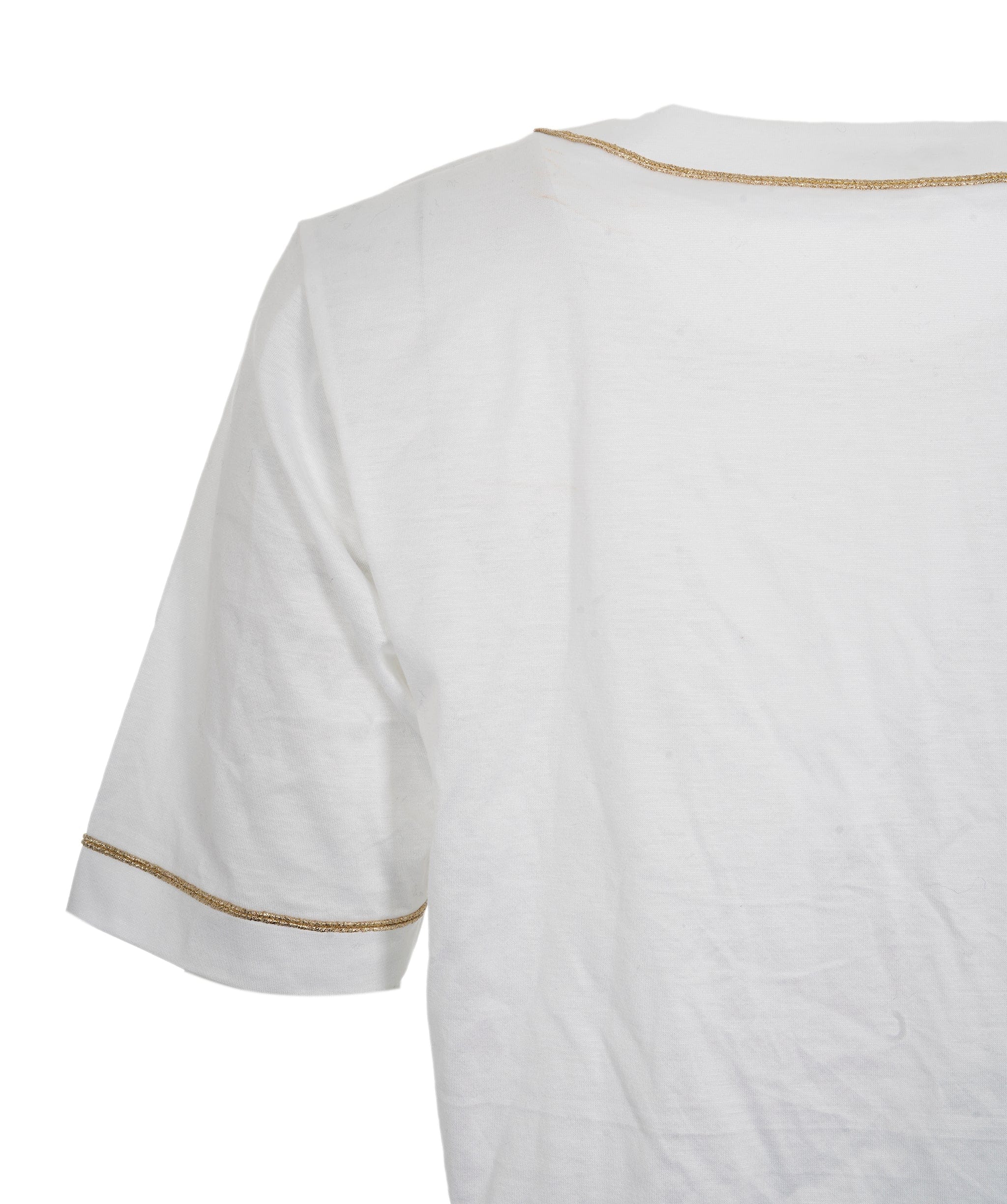 Yves Saint Laurent YSL White Tshirt with YSL GOLD Logo  ALC1244