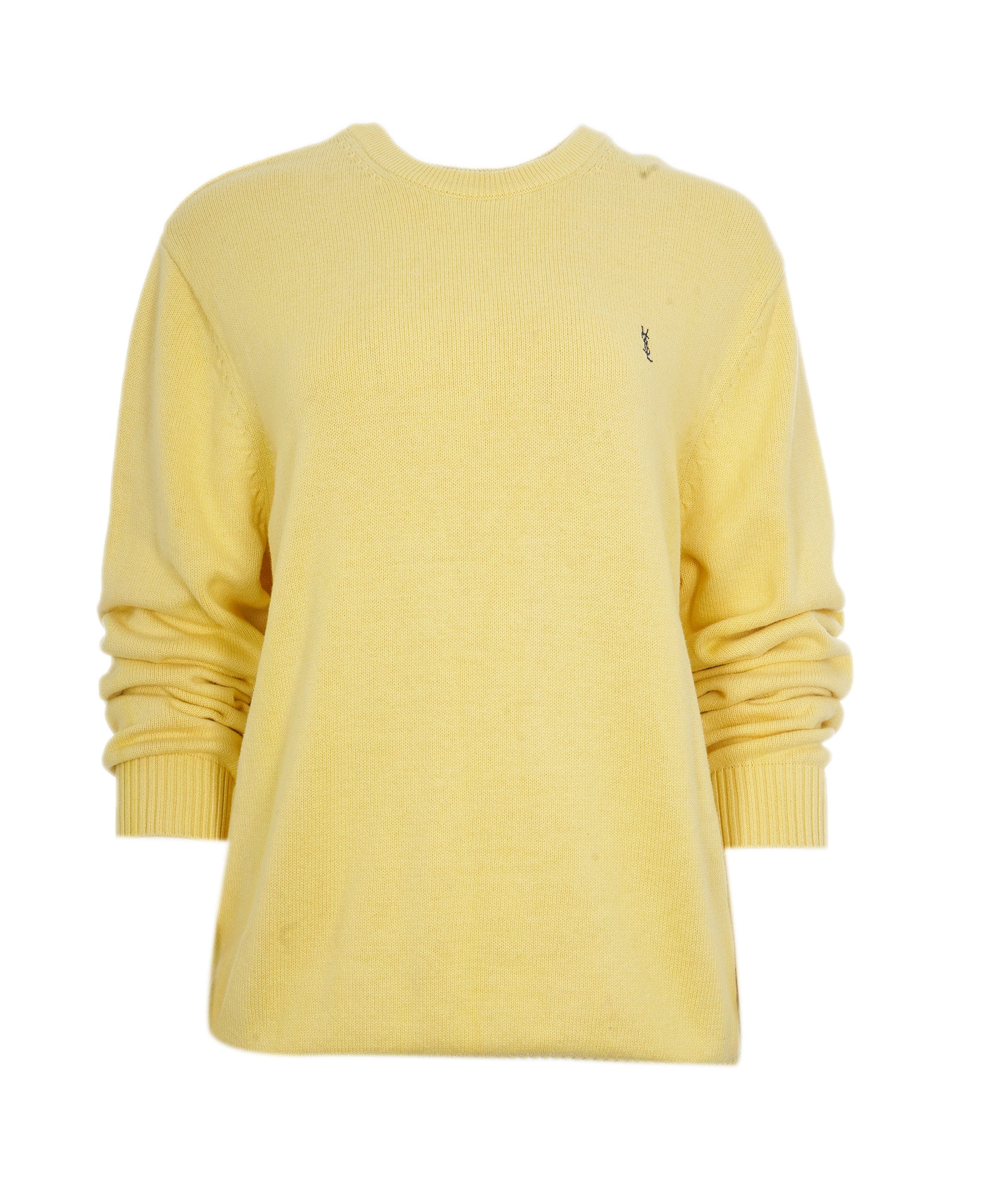 Yves Saint Laurent YSL Yellow Crewneck Logo Jumper XXL ALL0534