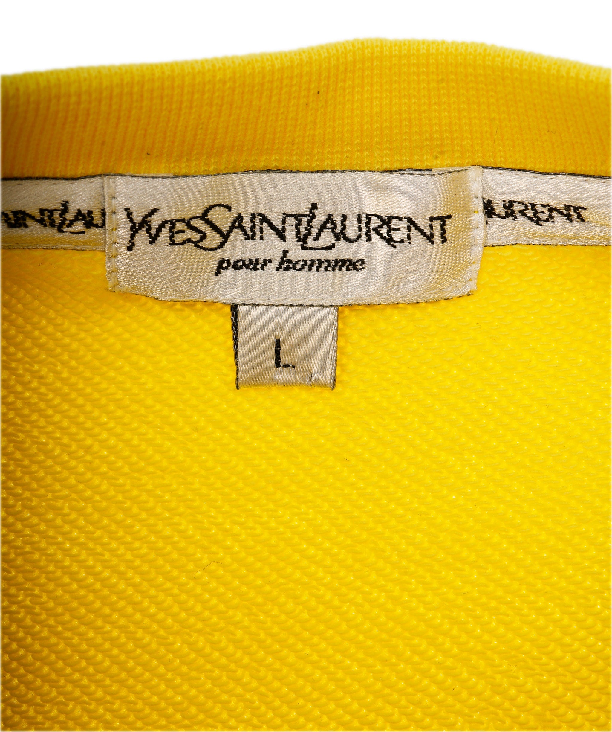 Yves Saint Laurent YSL Yellow Crewneck with Navy YSL Logo  ALL0565