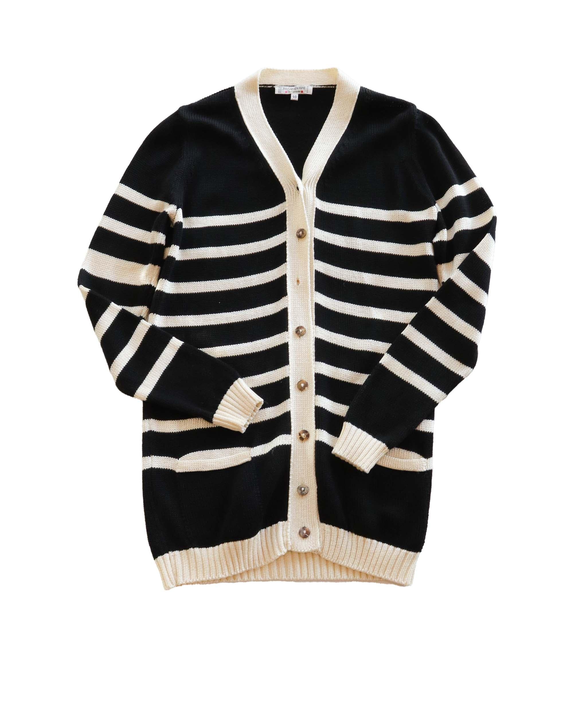 Yves Saint Laurent Yves Saint Laurent black and white striped cardigan AGC1838