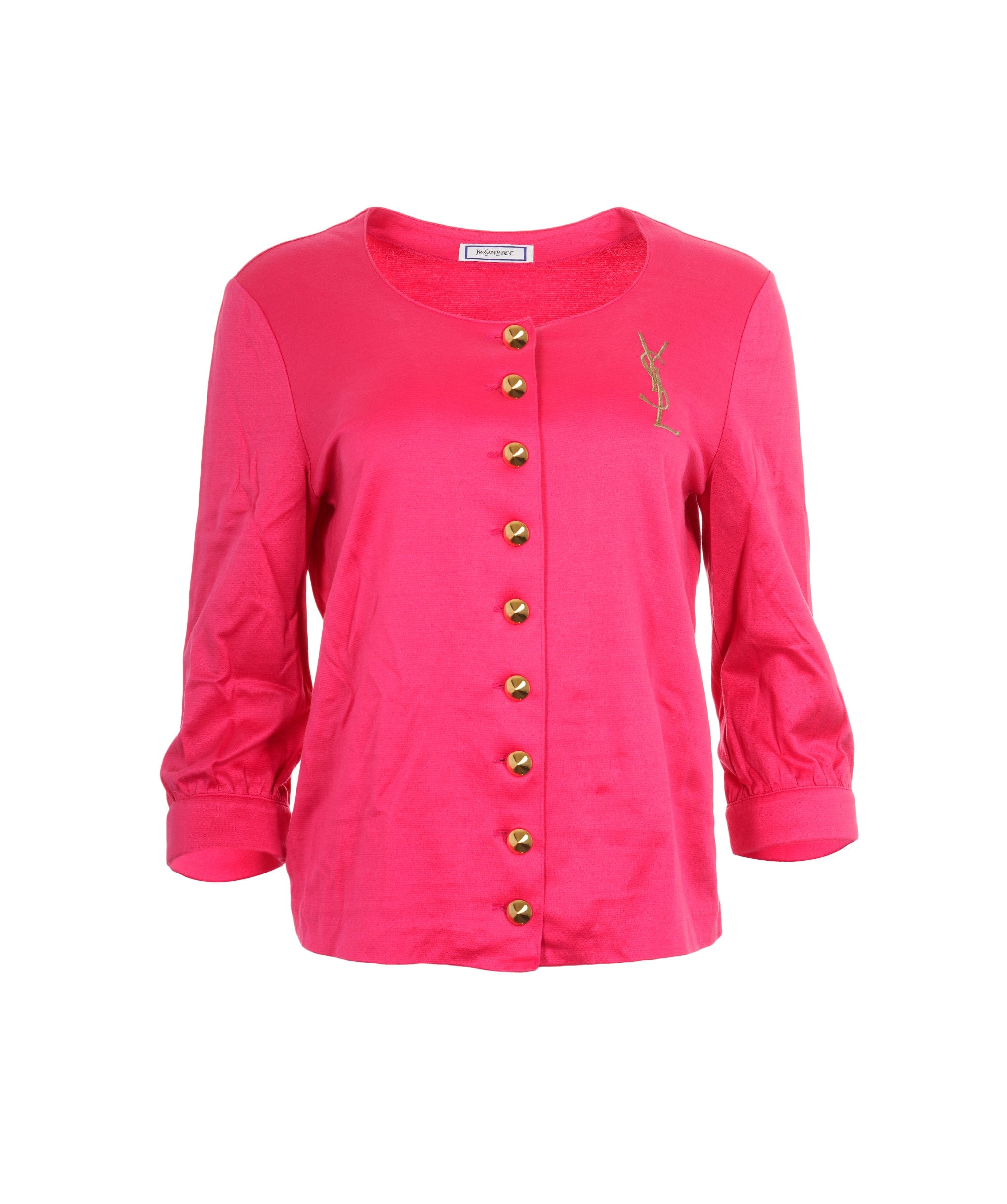 Yves Saint Laurent YSL Big Logo Cotton Cardigan Pink *Reformed ASL8930