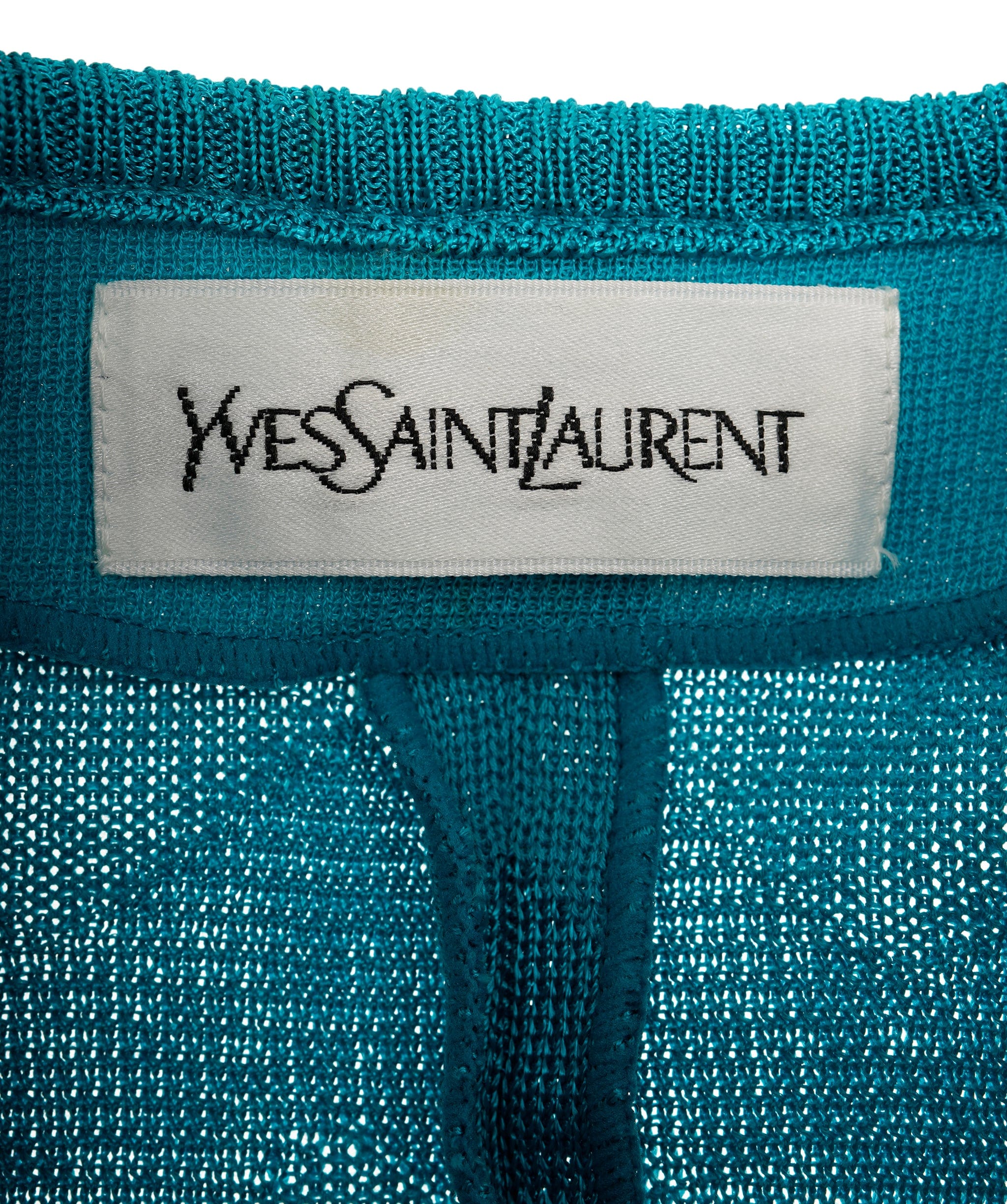 Yves Saint Laurent YSL Gold Button Cardigan Blue ASL8933