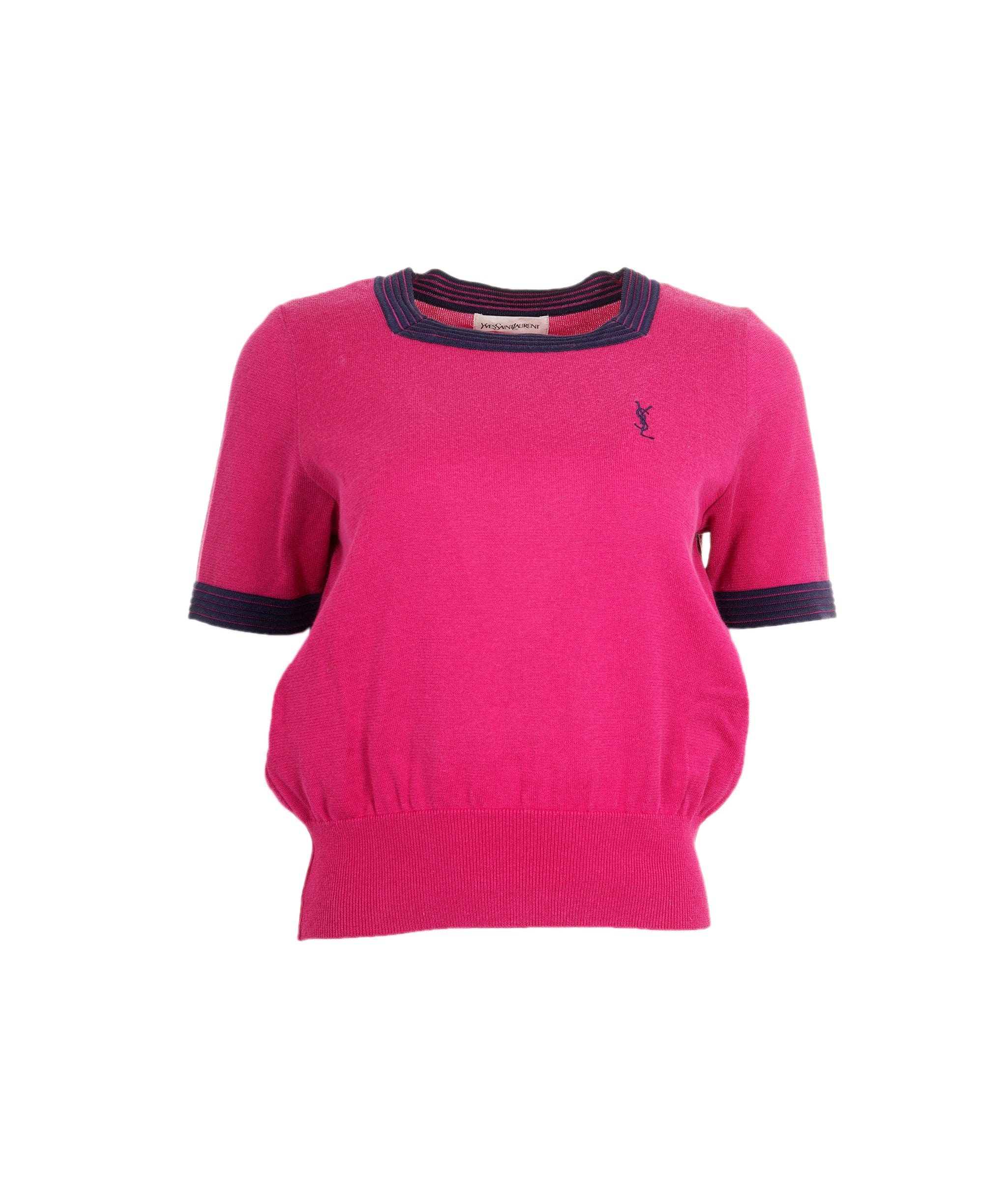 Yves Saint Laurent YSL Logo Sweater Short Sleeve Pink ASL8929