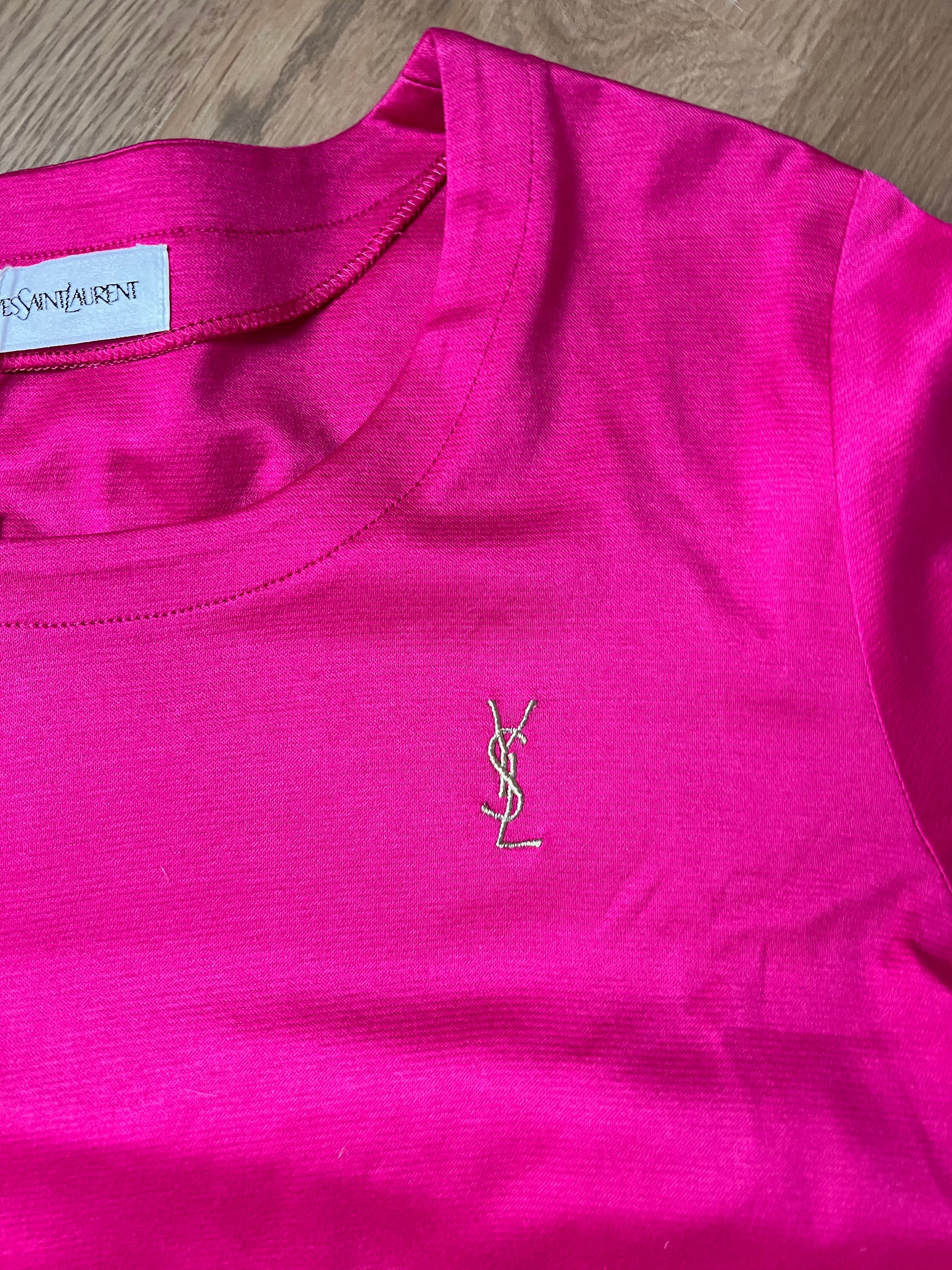 Yves Saint Laurent YSL Logo T-Shirt Pink ASL8927