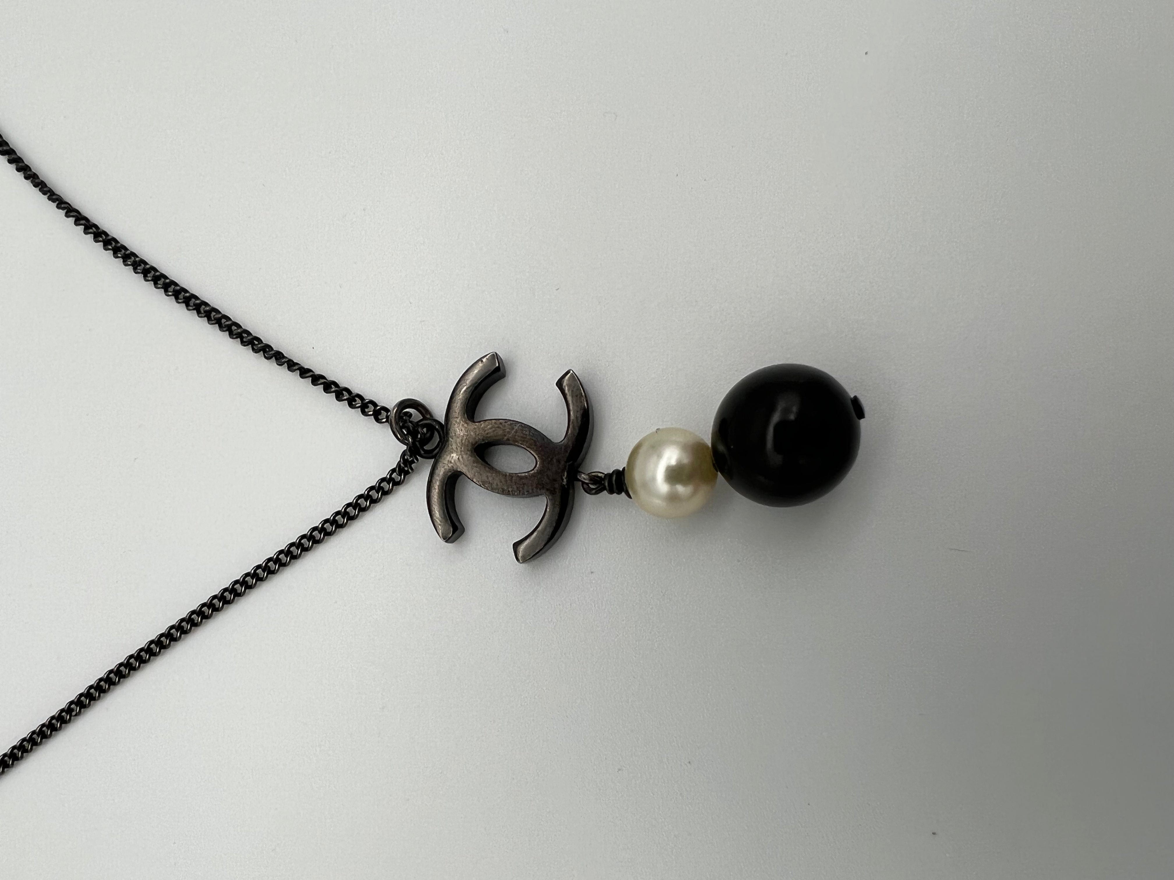 Chanel Chanel Black Necklace with Pearl Accent ASL4203