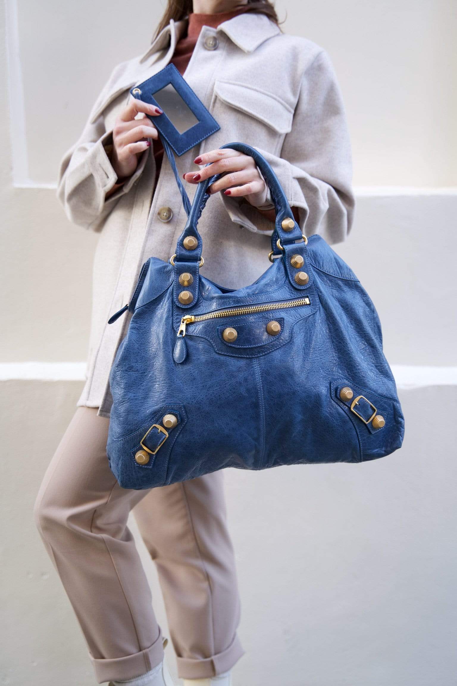 Balenciaga Balenciaga Motor Cross  Hobo Blue Tote Bag ADL1491