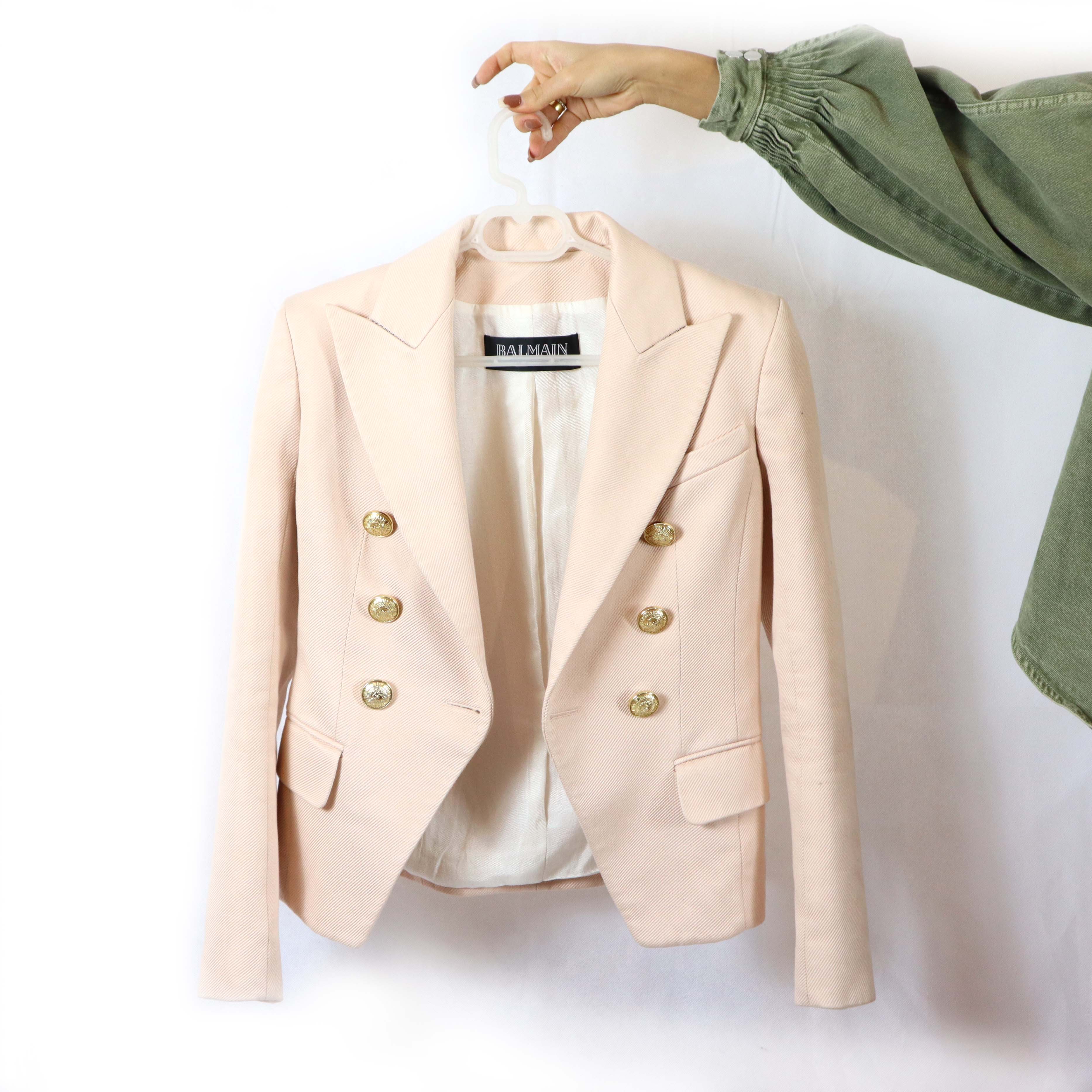 Balmain Balmain blazer in blush/cream with gold buttons