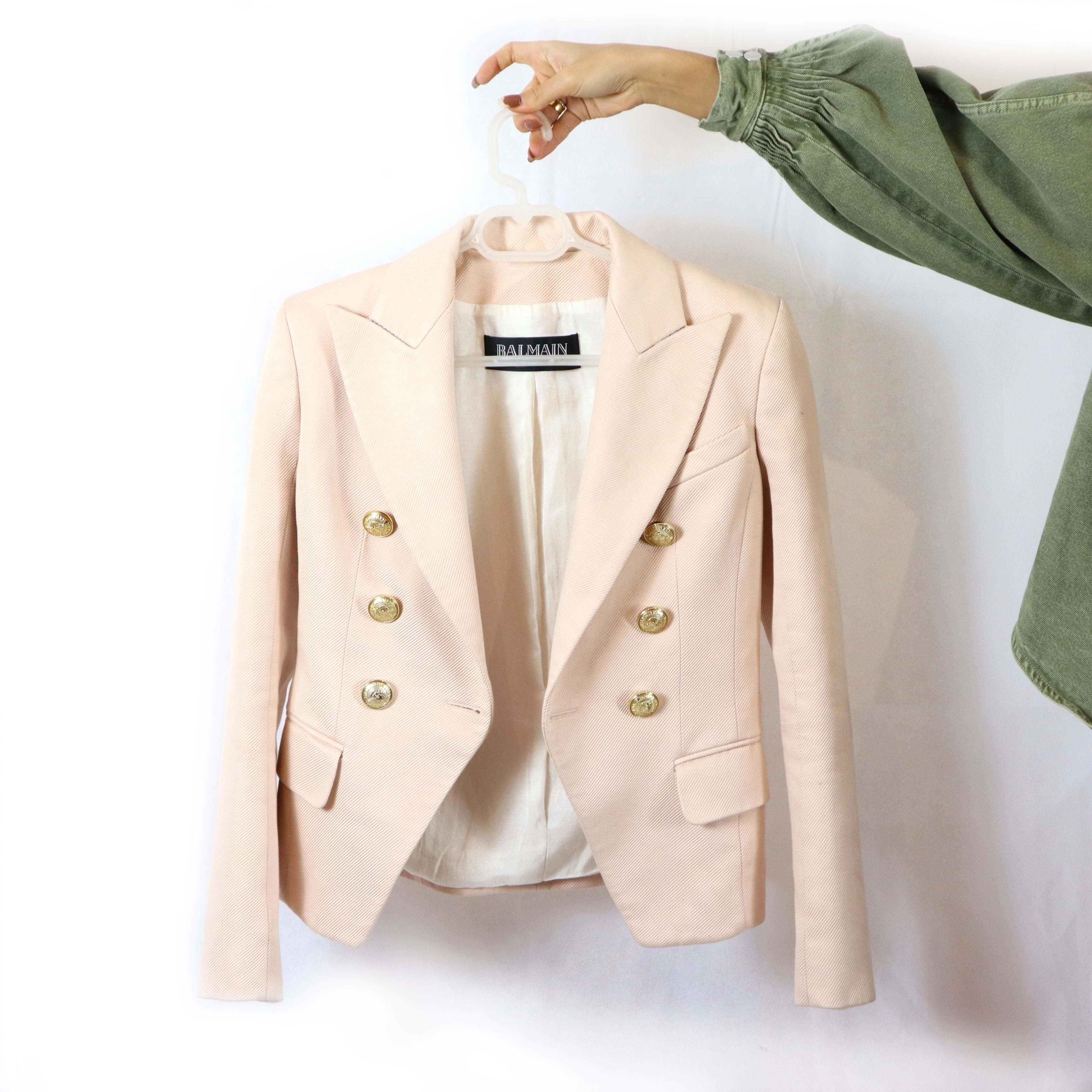 Balmain Balmain blazer in blush/cream with gold buttons