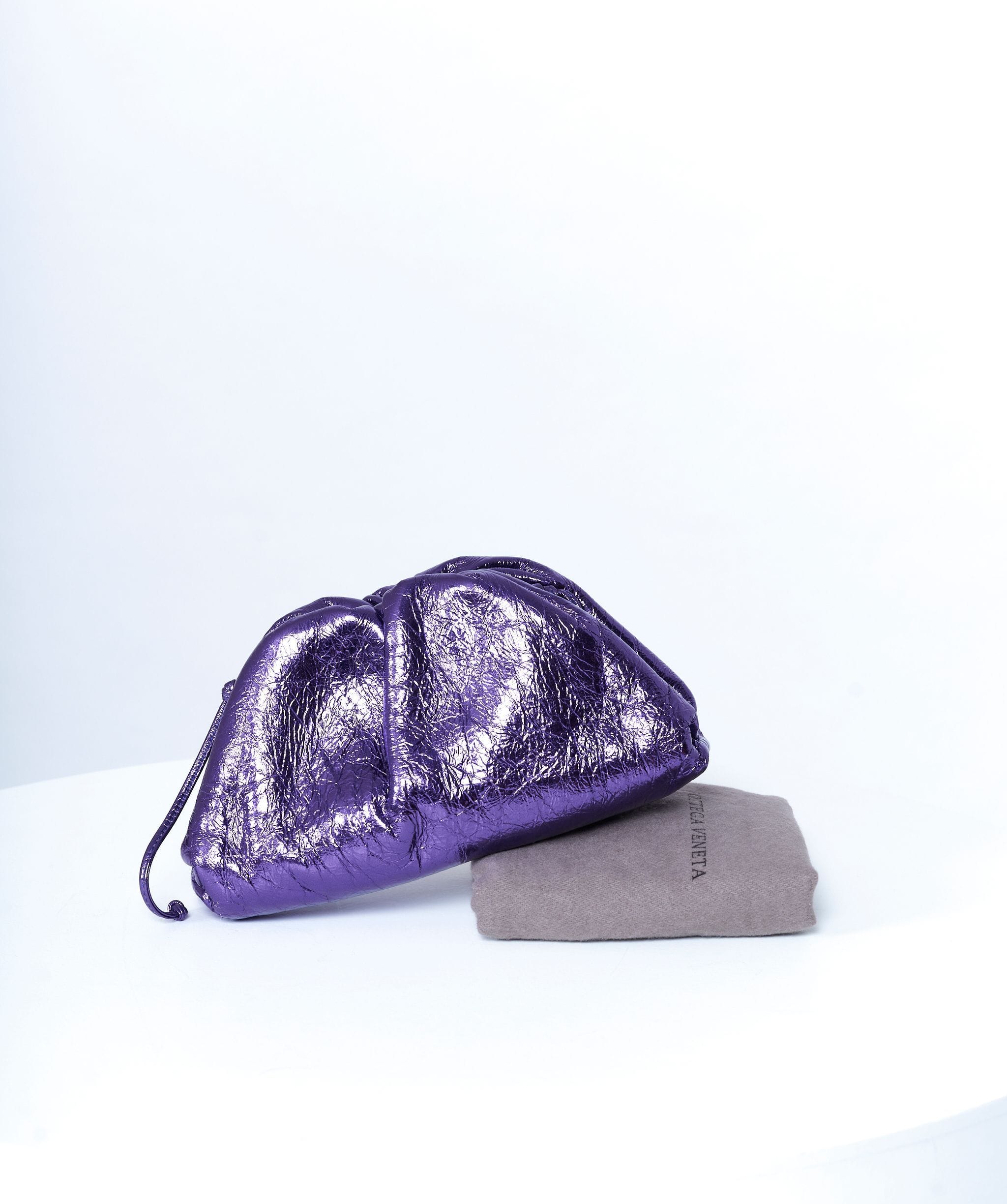 Bottega Bottega Veneta metalic purple pouch