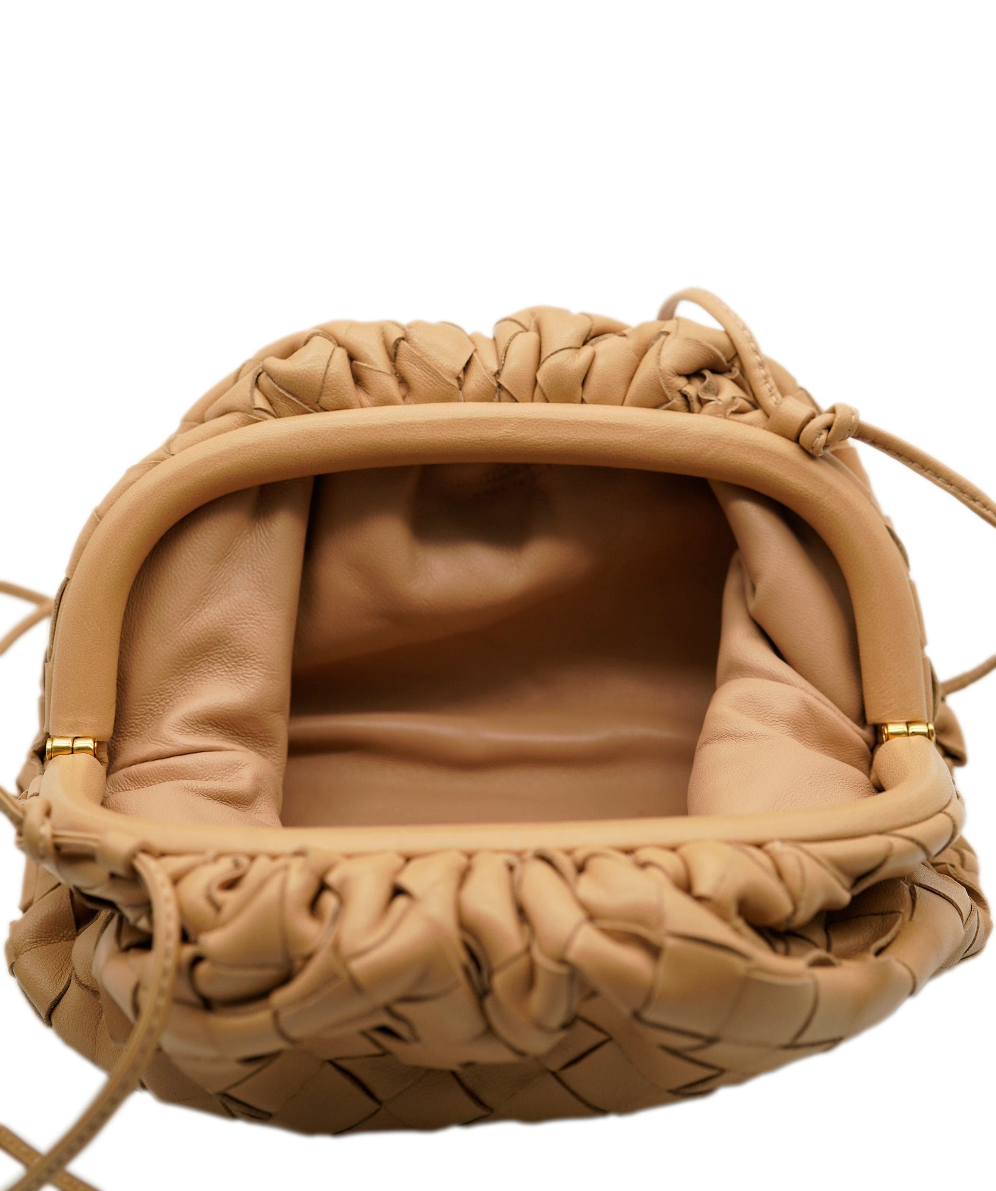 Bottega Bottega Veneta Pouch Small Beige Intrecciato Leather AGC1471