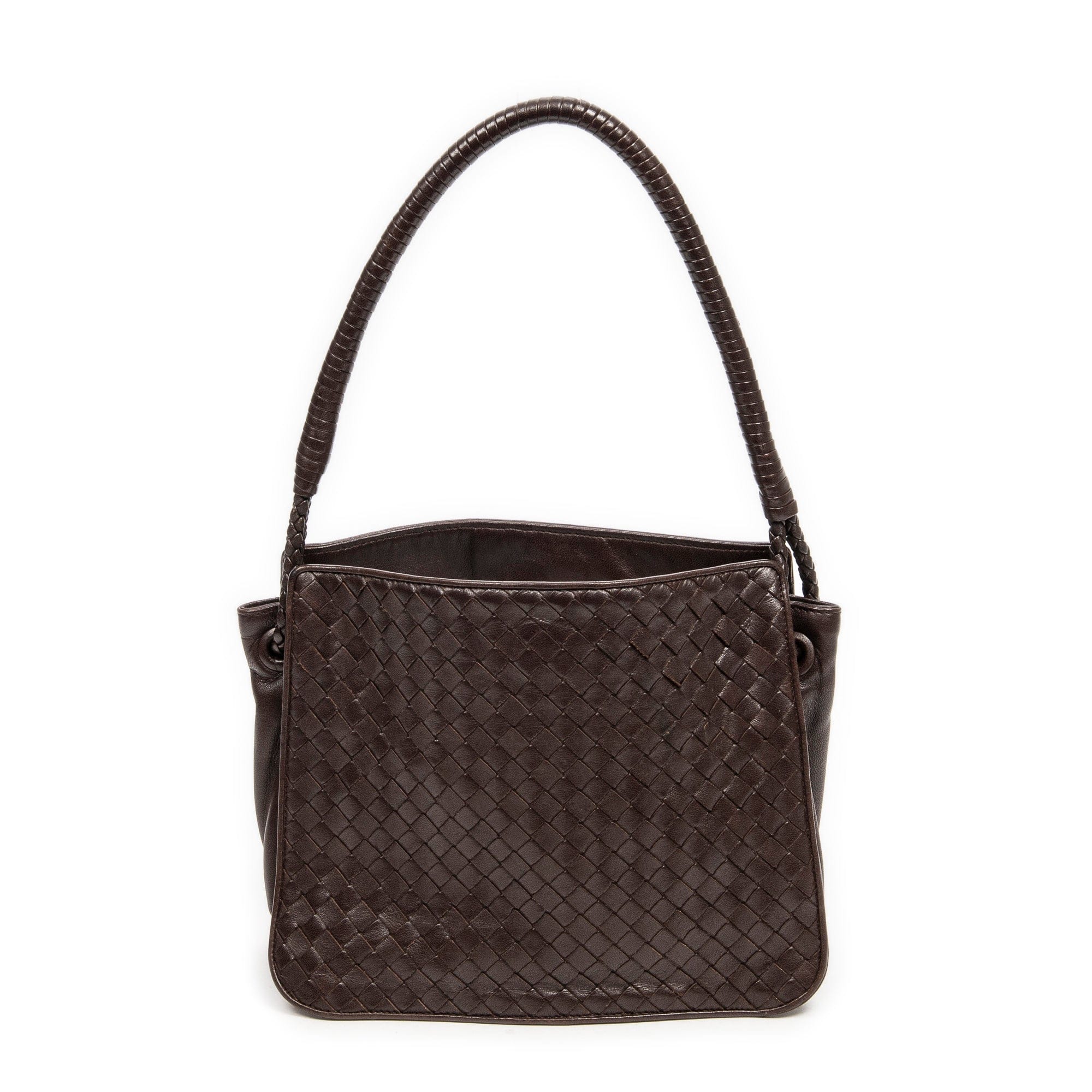 Bottega Bottega Veneta Small Square Tote Dark Brown Intrecciato Leather A - AWL4228