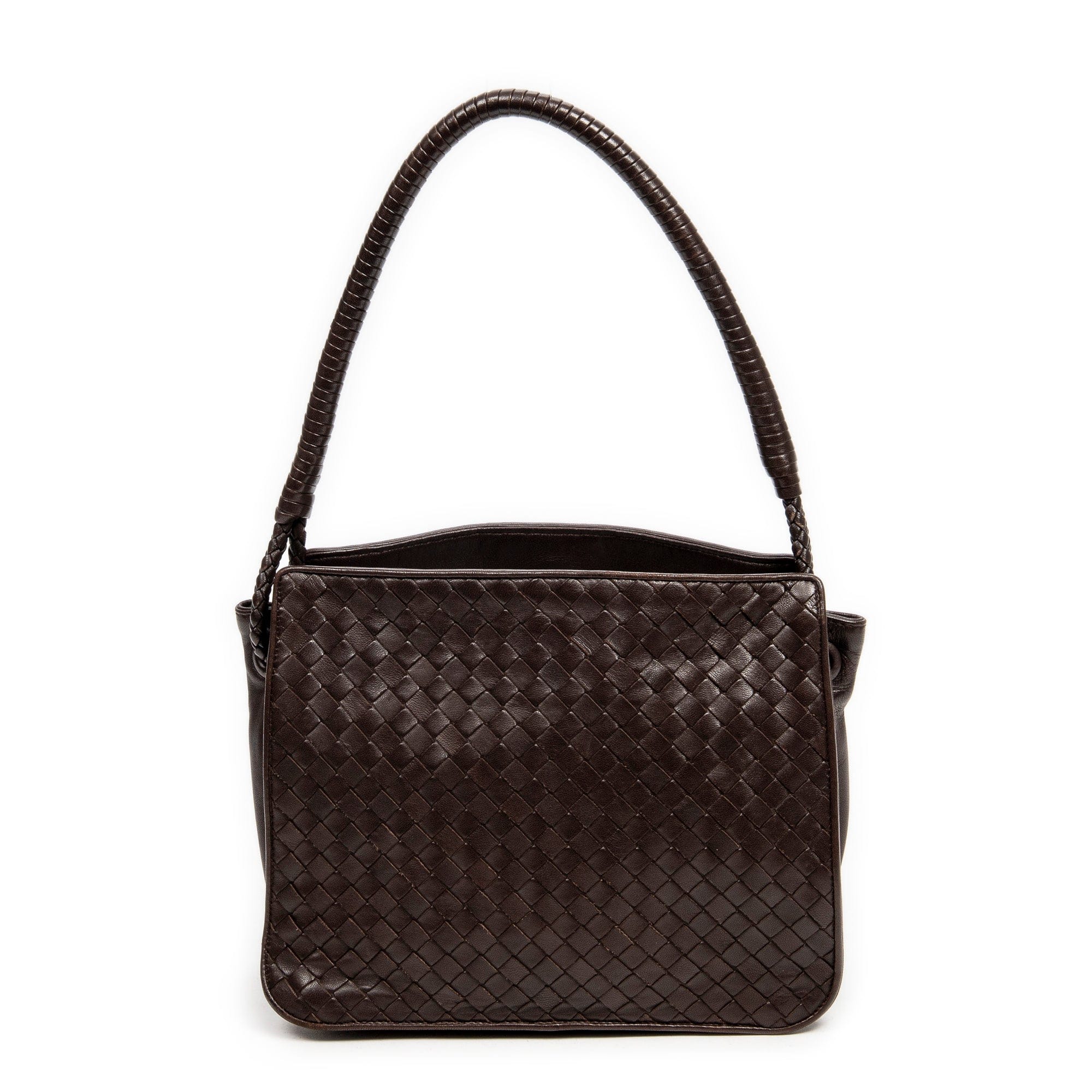 Bottega Bottega Veneta Small Square Tote Dark Brown Intrecciato Leather A - AWL4228