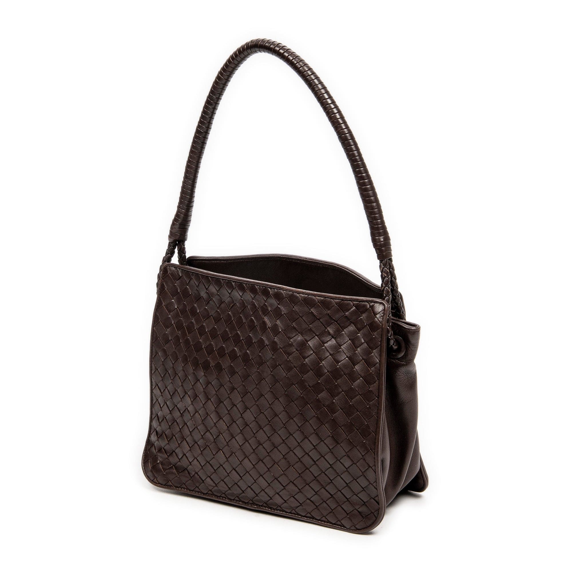 Bottega Bottega Veneta Small Square Tote Dark Brown Intrecciato Leather A - AWL4228