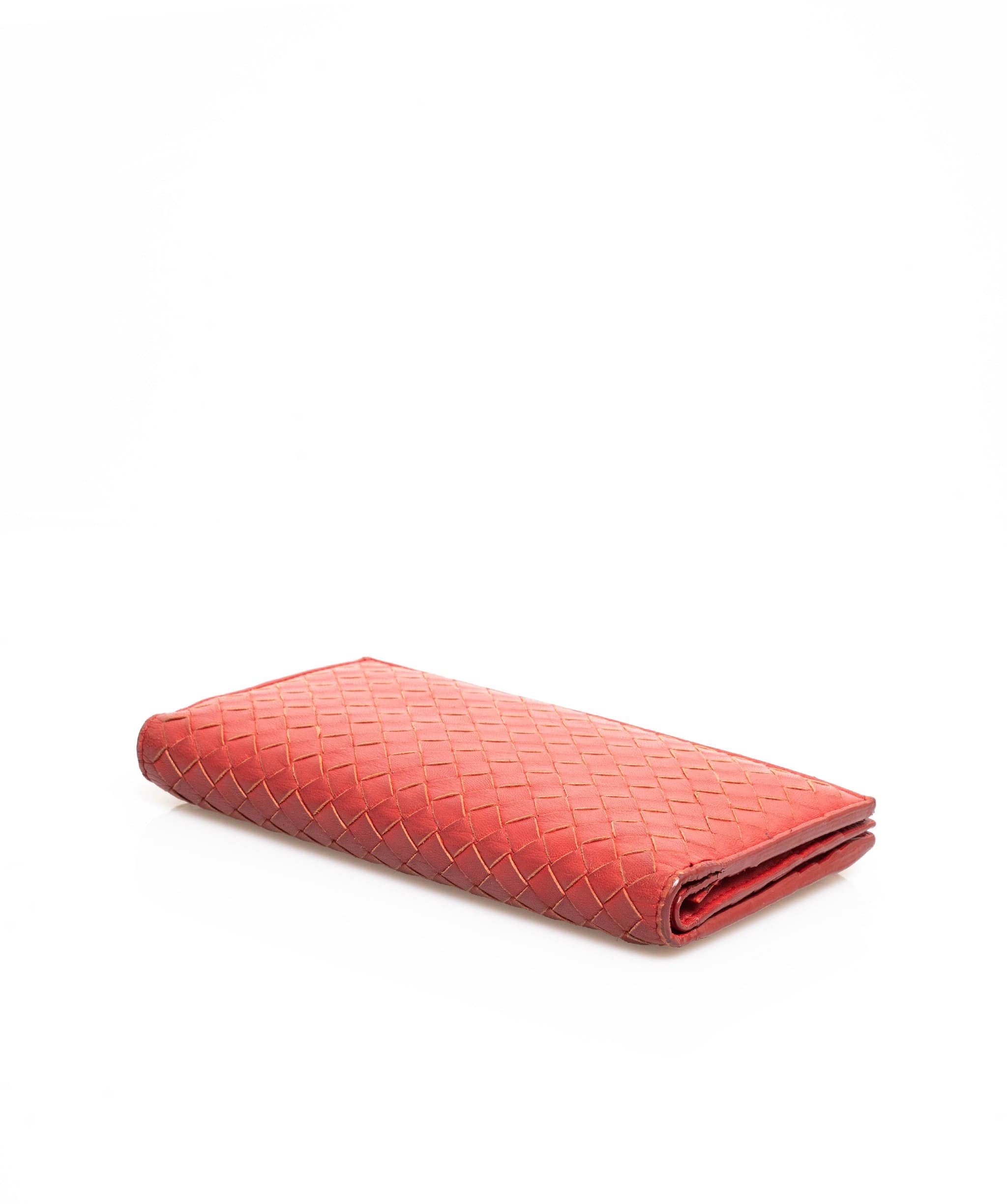 Bottega Veneta Bottega Veneta Intrecciato Red Leather Wallet AGL1004