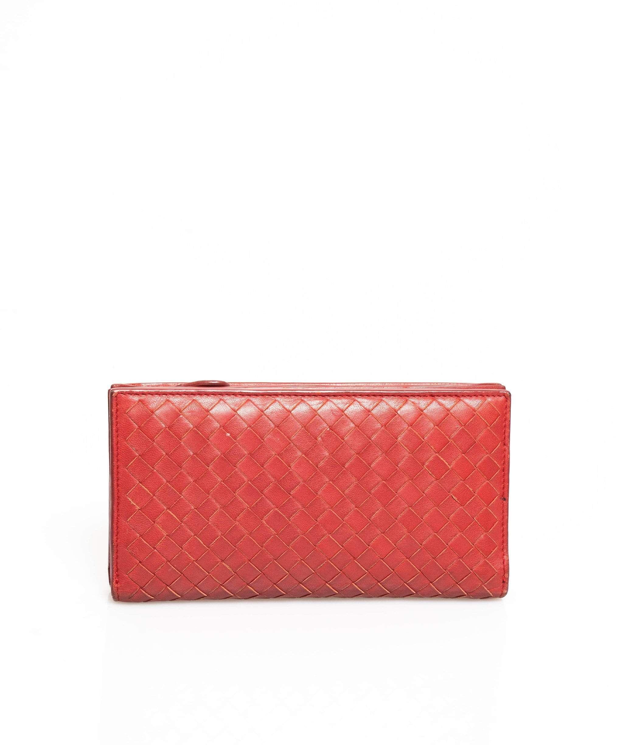 Bottega Veneta Bottega Veneta Intrecciato Red Leather Wallet AGL1004