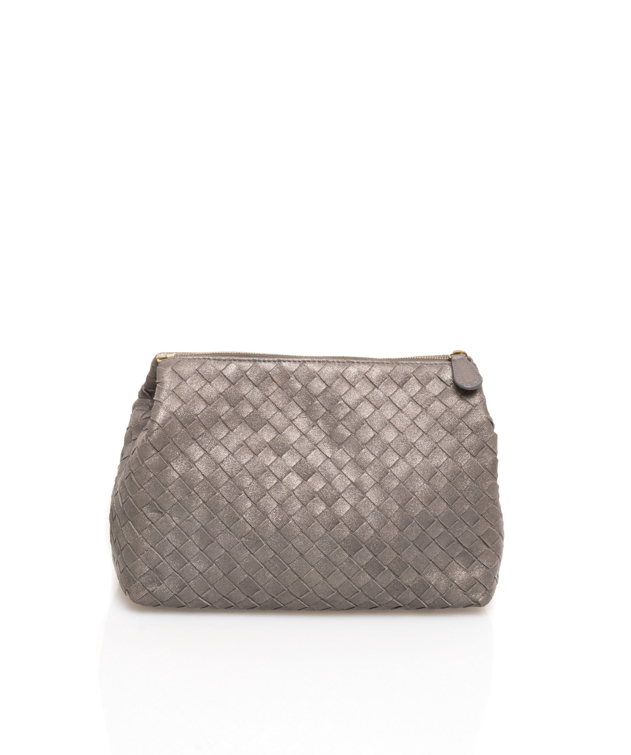 Bottega Veneta Bottega Veneta Intrecciato Woven Grey Leather Pouch-MW2589