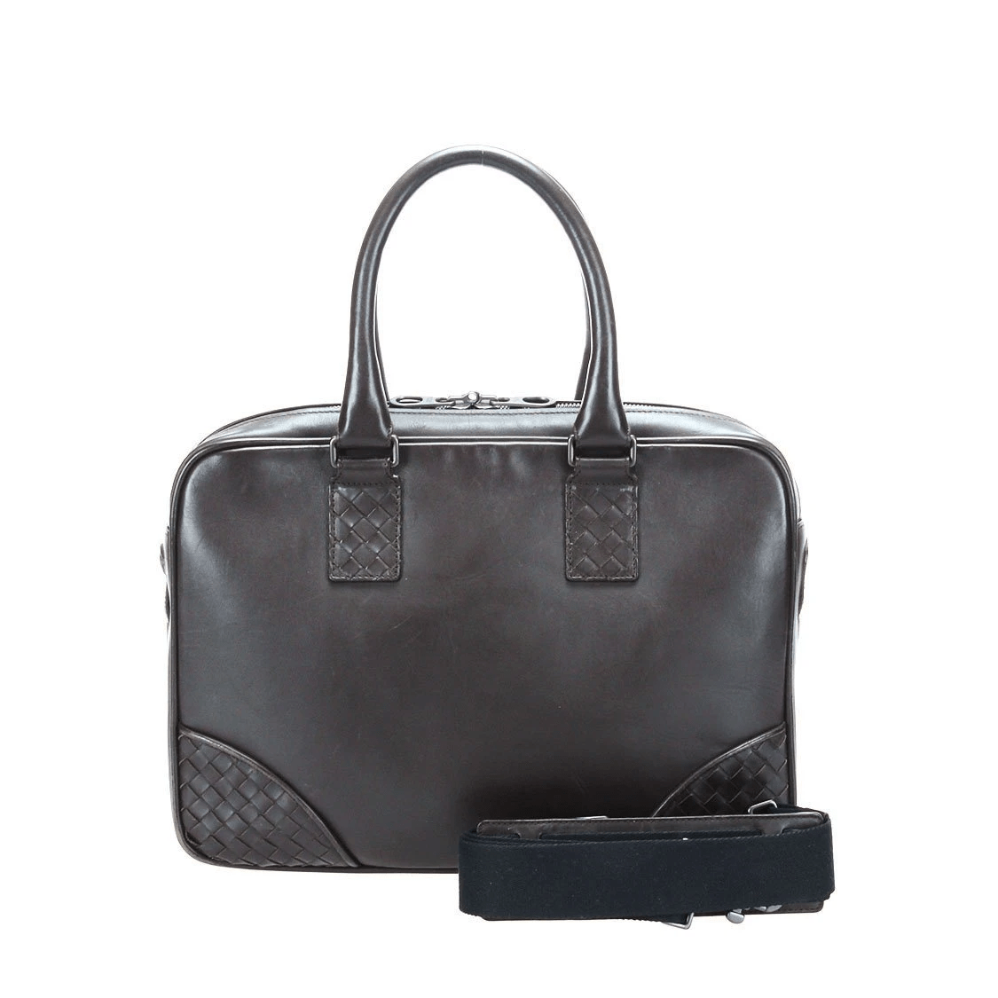 Bottega Veneta Bottega Veneta Intreciatto Trim Leather Briefcase