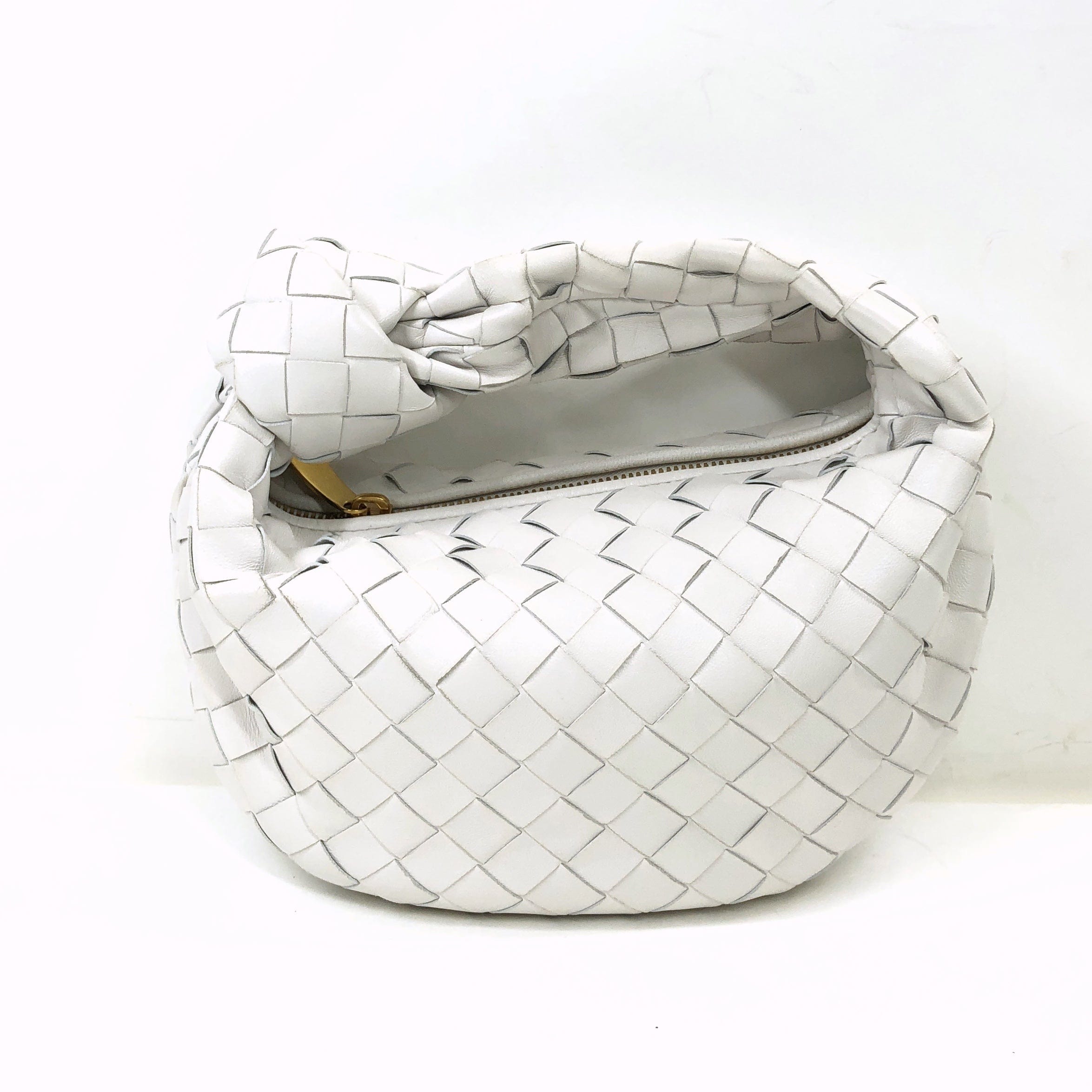 Bottega Veneta Bottega Veneta Mini The Jodi Intrecciato Leather Hand Bag White PXL2353