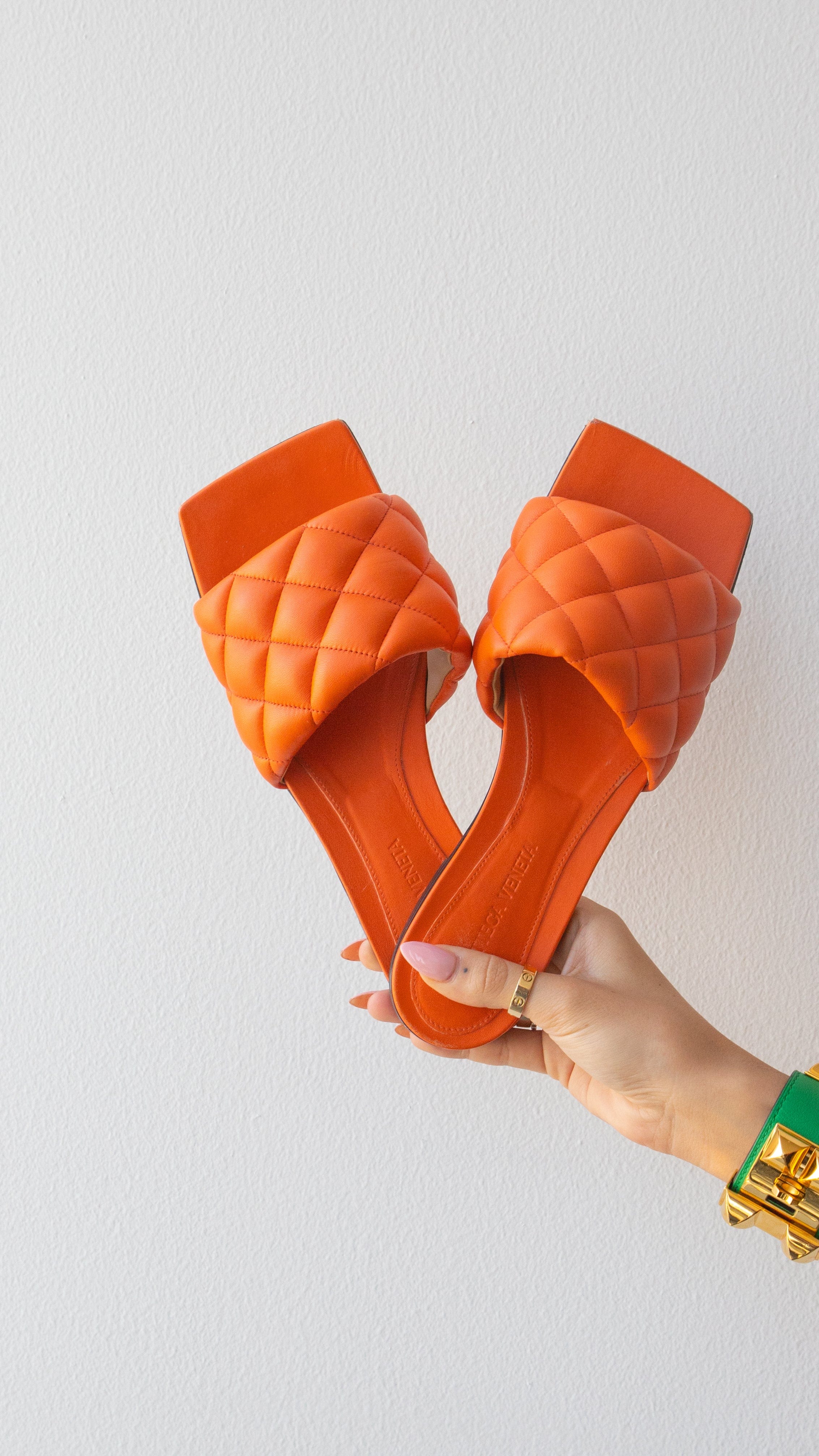 Bottega Veneta Bottega Veneta Orange Slides