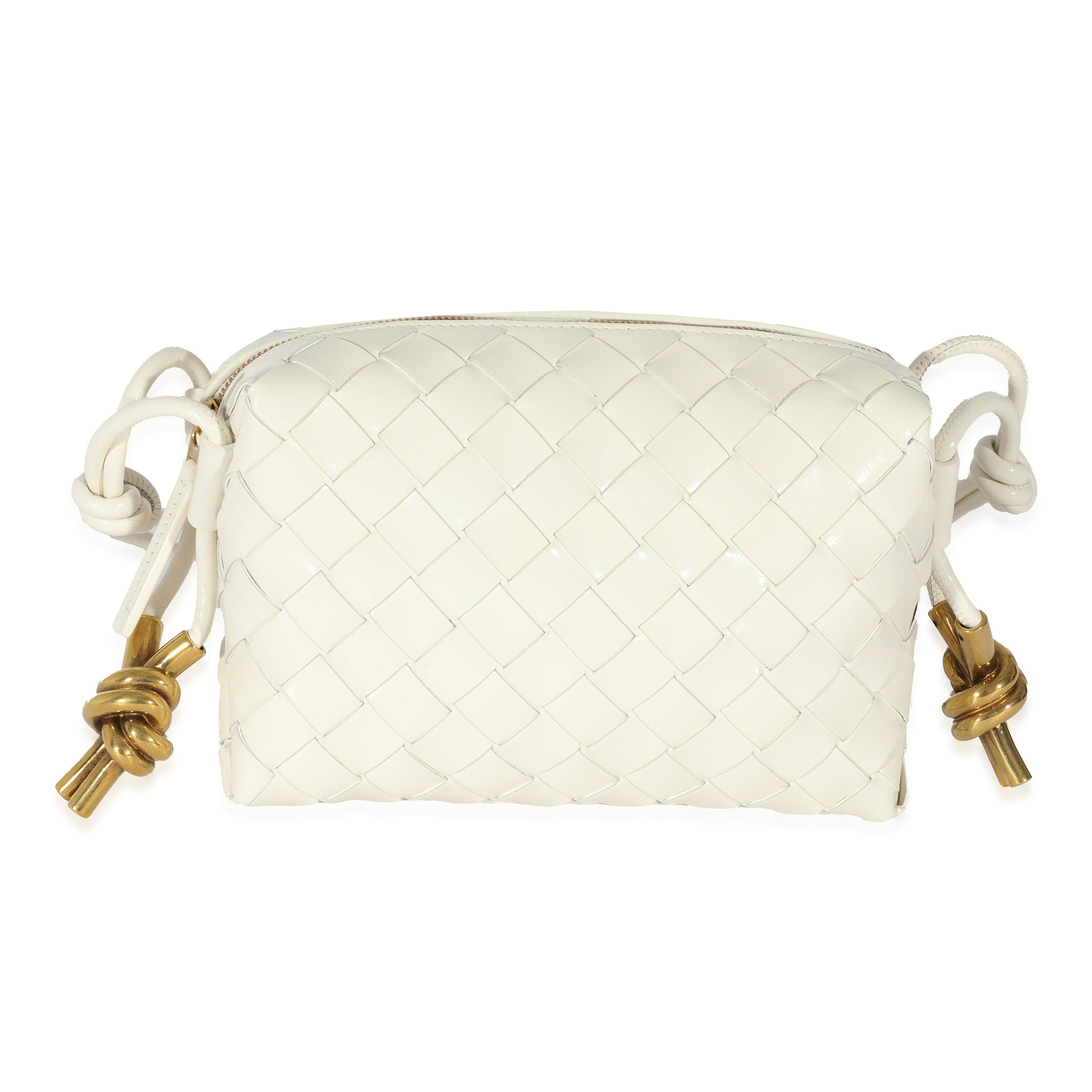 Bottega Veneta Bottega Veneta Calfskin White Intrecciato Mini Loop Bag