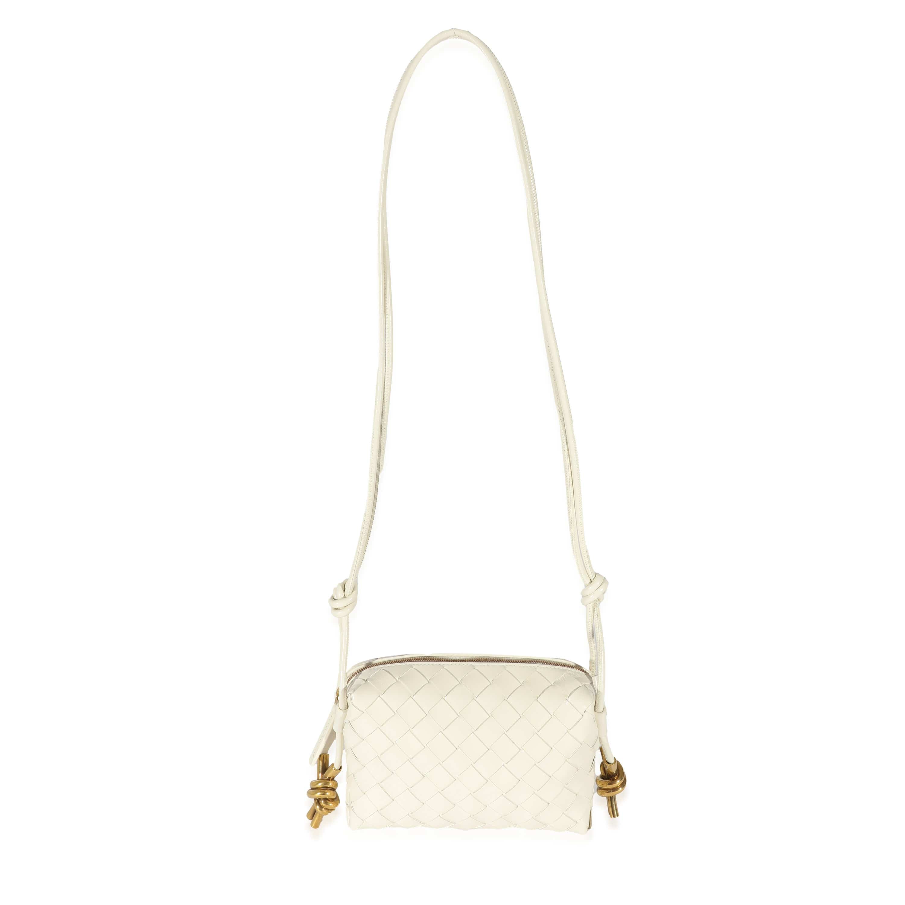 Bottega Veneta Bottega Veneta Calfskin White Intrecciato Mini Loop Bag