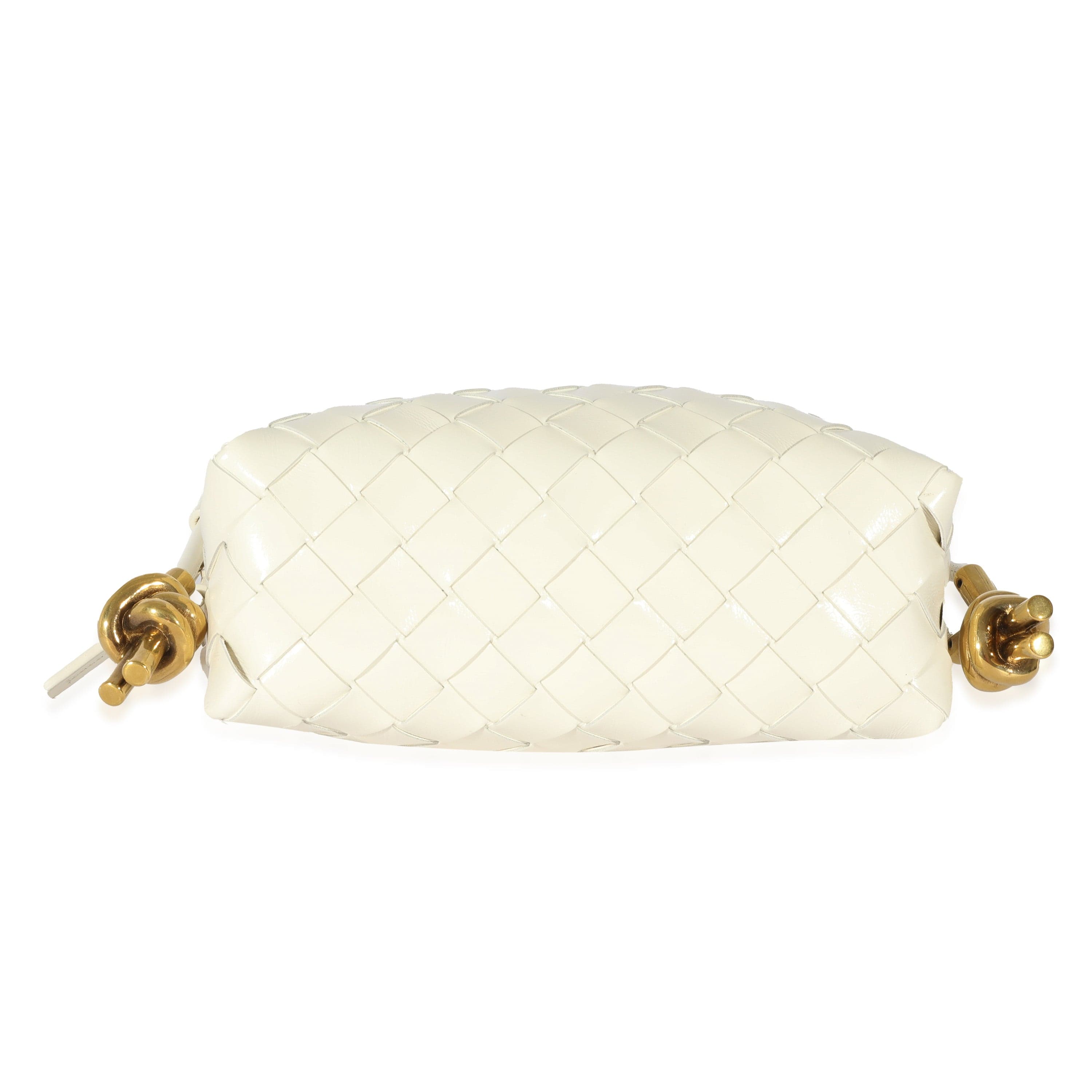 Bottega Veneta Bottega Veneta Calfskin White Intrecciato Mini Loop Bag