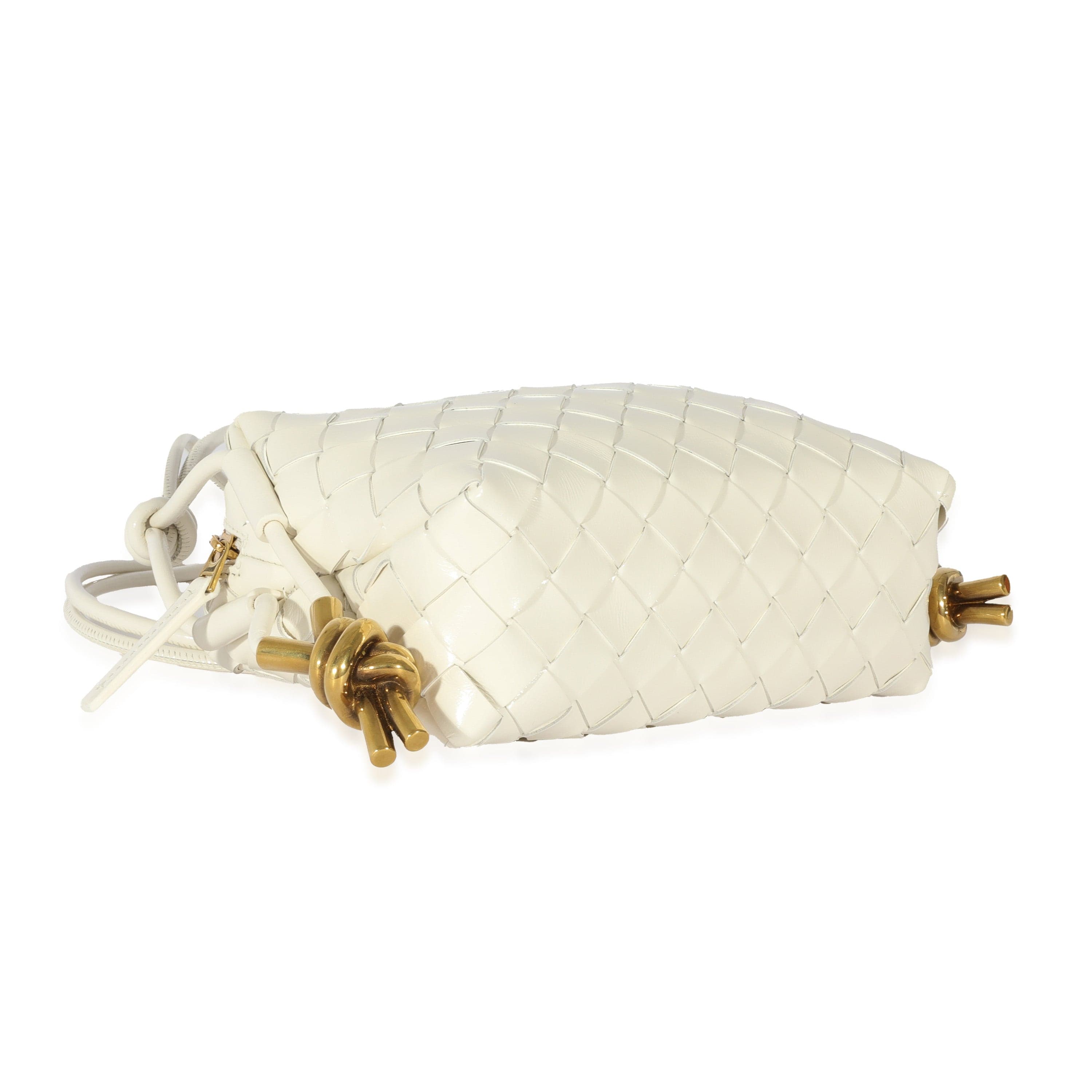 Bottega Veneta Bottega Veneta Calfskin White Intrecciato Mini Loop Bag