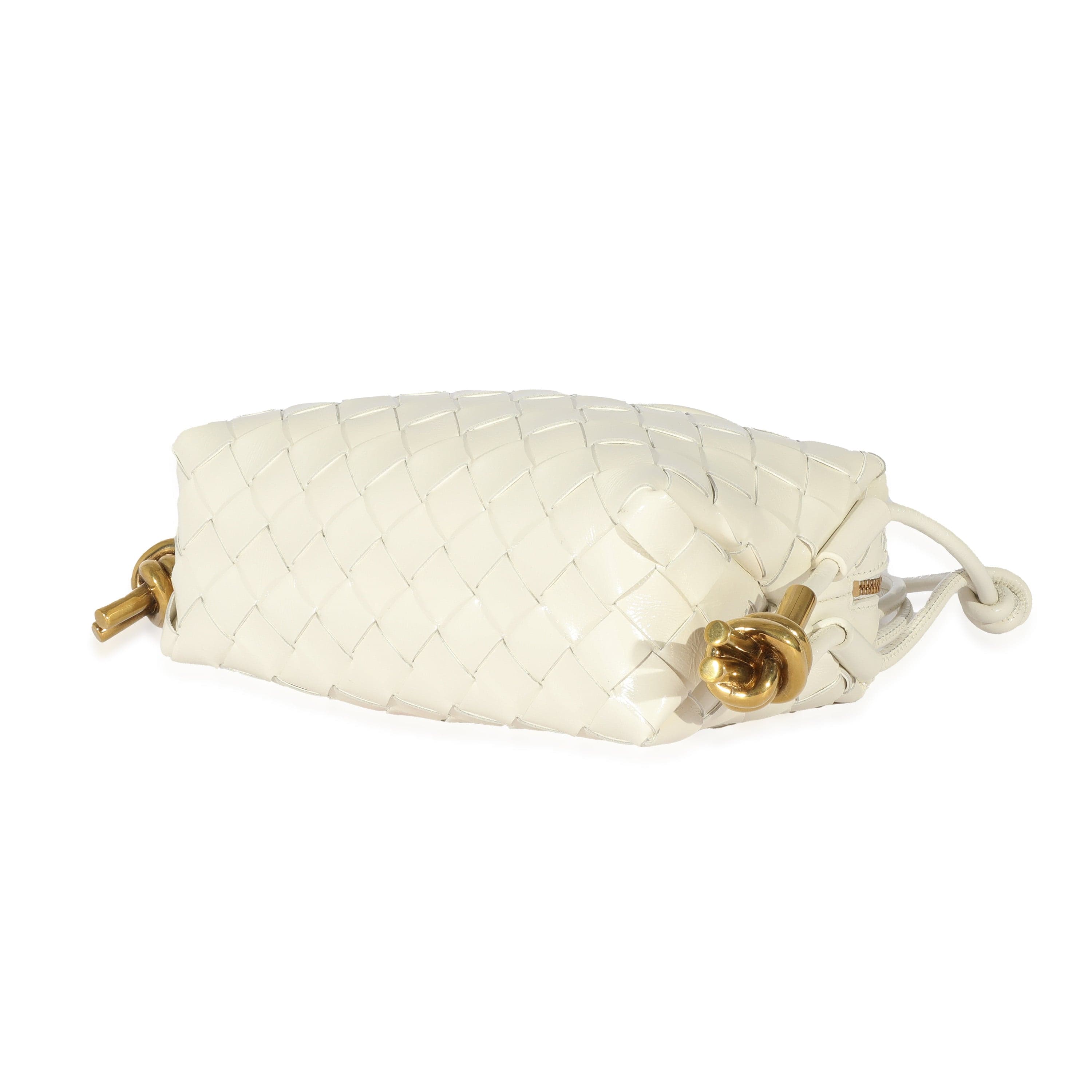 Bottega Veneta Bottega Veneta Calfskin White Intrecciato Mini Loop Bag