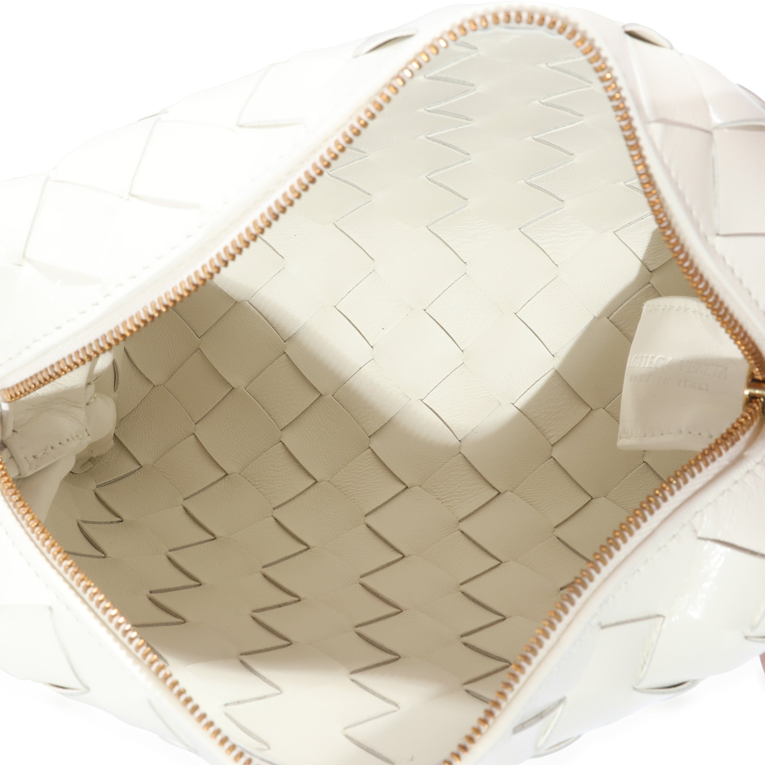 Bottega Veneta Bottega Veneta Calfskin White Intrecciato Mini Loop Bag