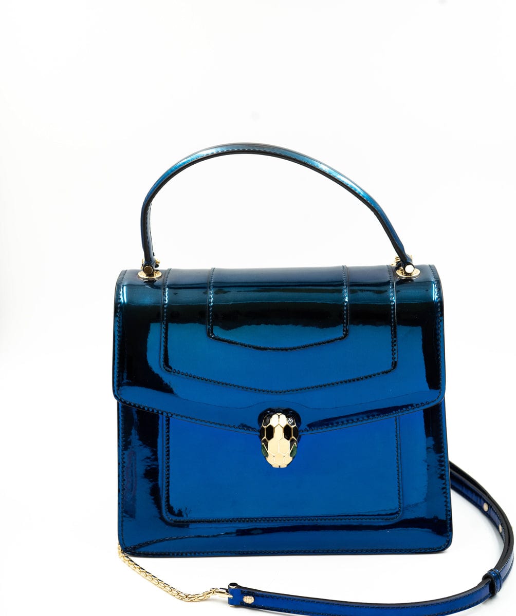 Bulgari Bulgari Blue Patent Serpentine Bag - AWC1855