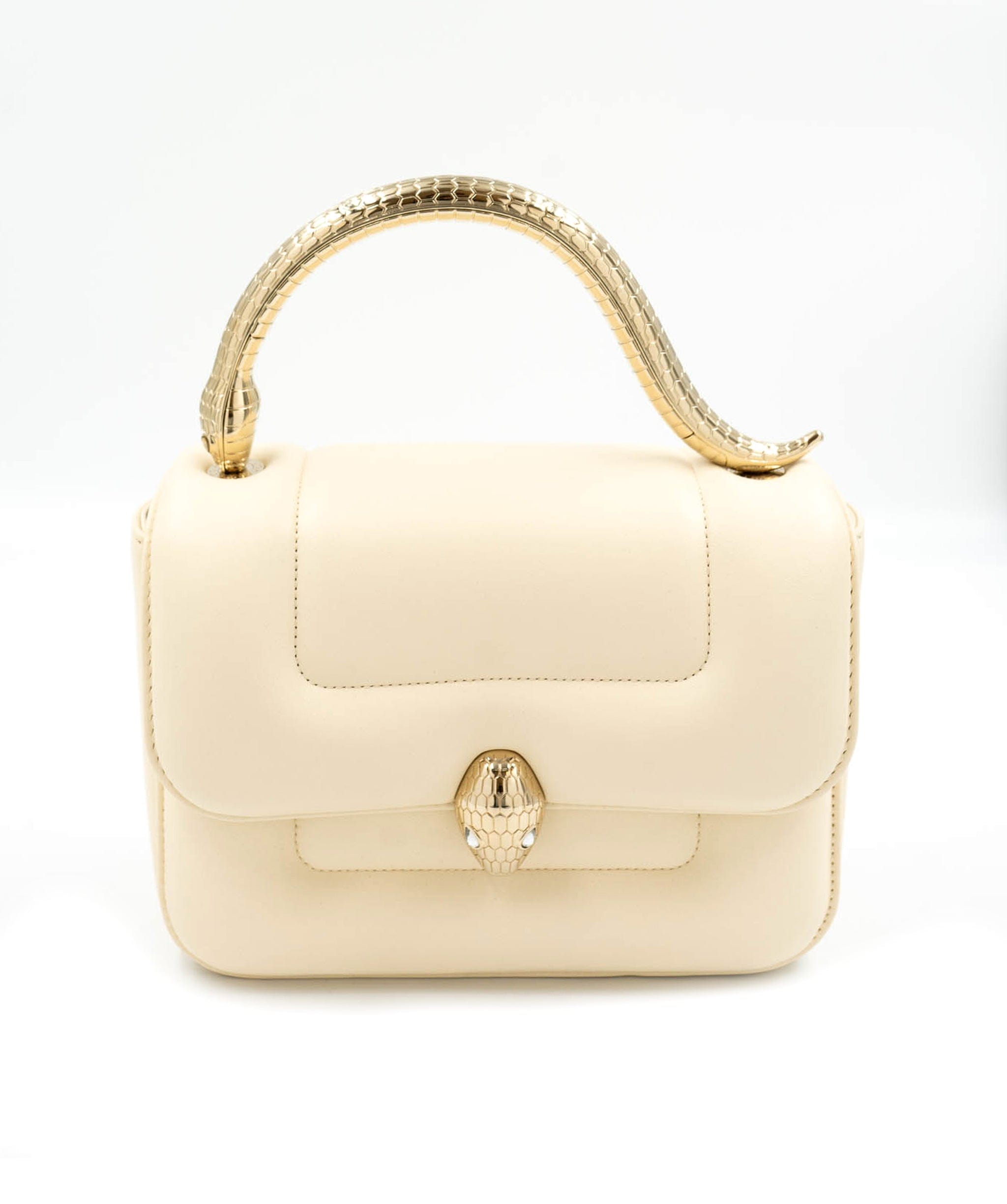 Bulgari Bulgari serepenti cream and gold top handle bag ALC0103