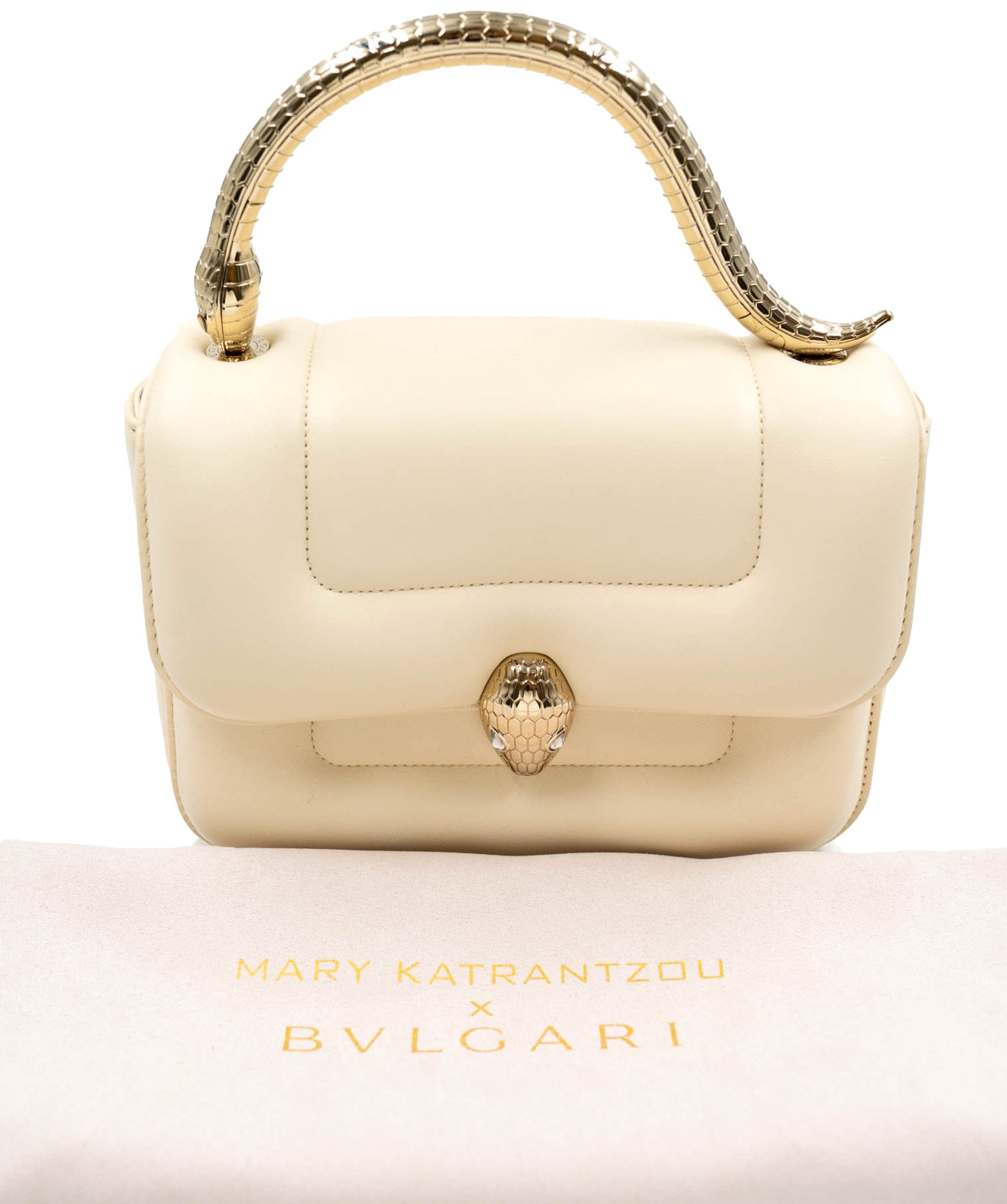 Bulgari Bulgari serepenti cream and gold top handle bag ALC0103