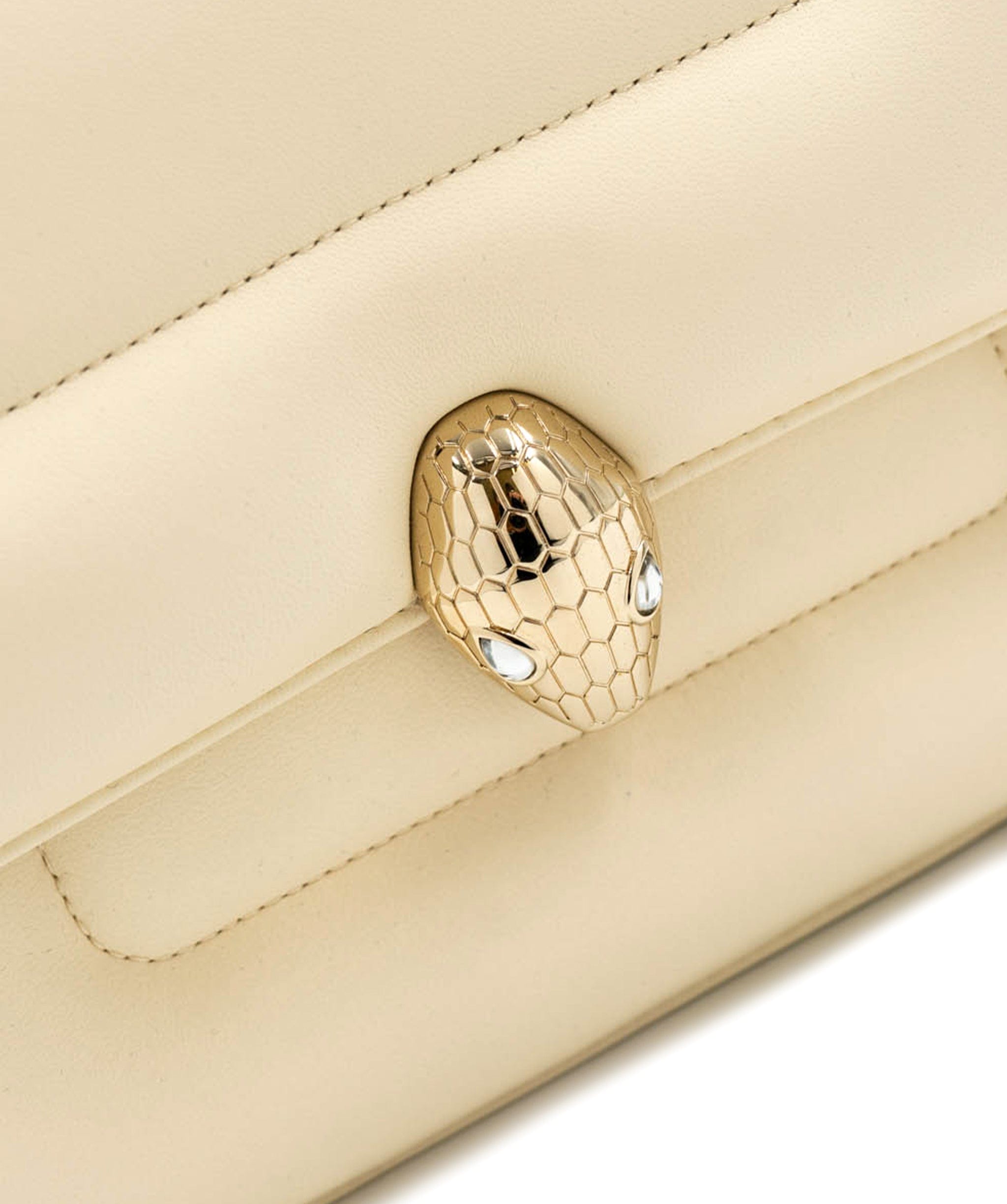 Bulgari Bulgari serepenti cream and gold top handle bag ALC0103