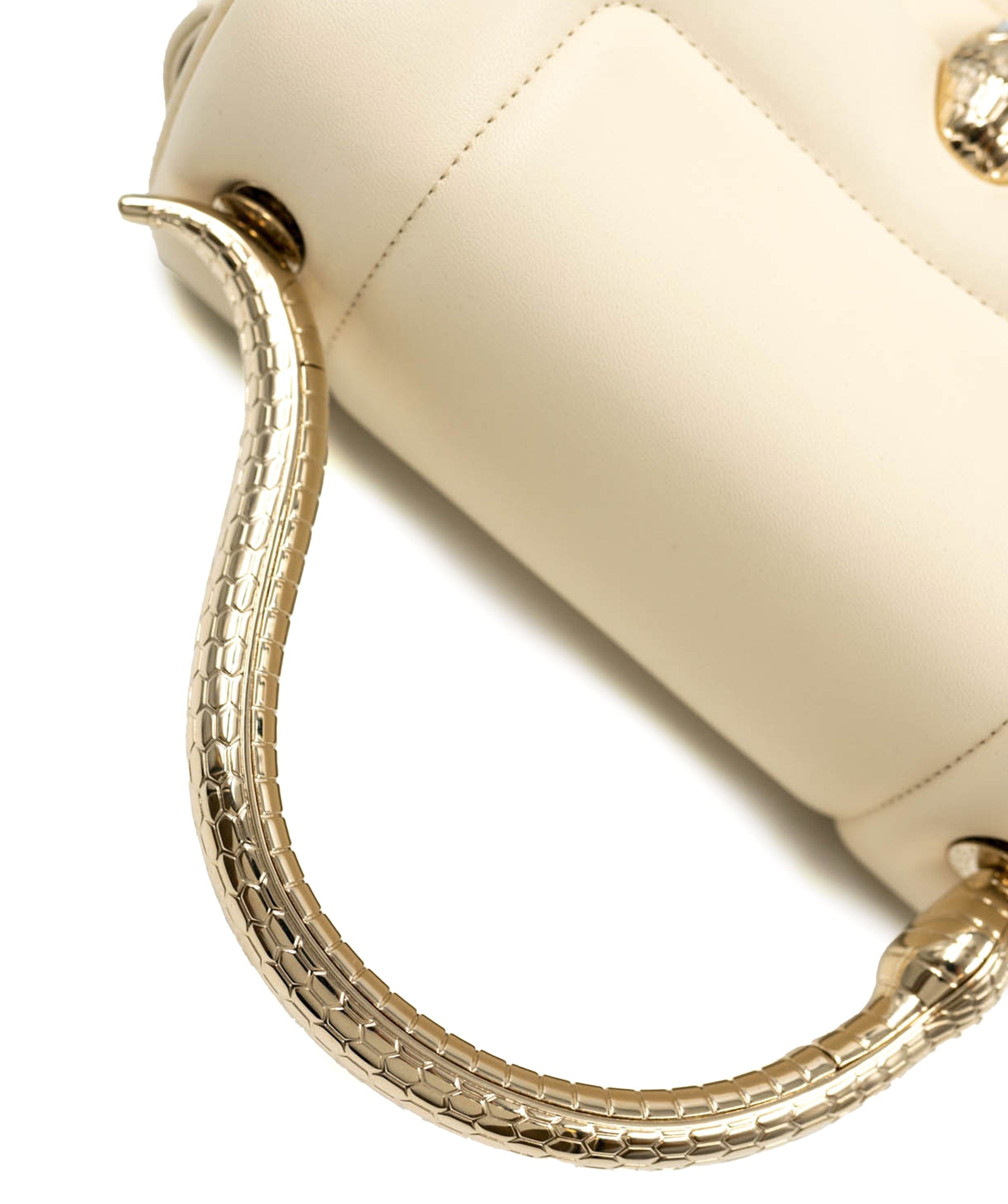 Bulgari Bulgari serepenti cream and gold top handle bag ALC0103