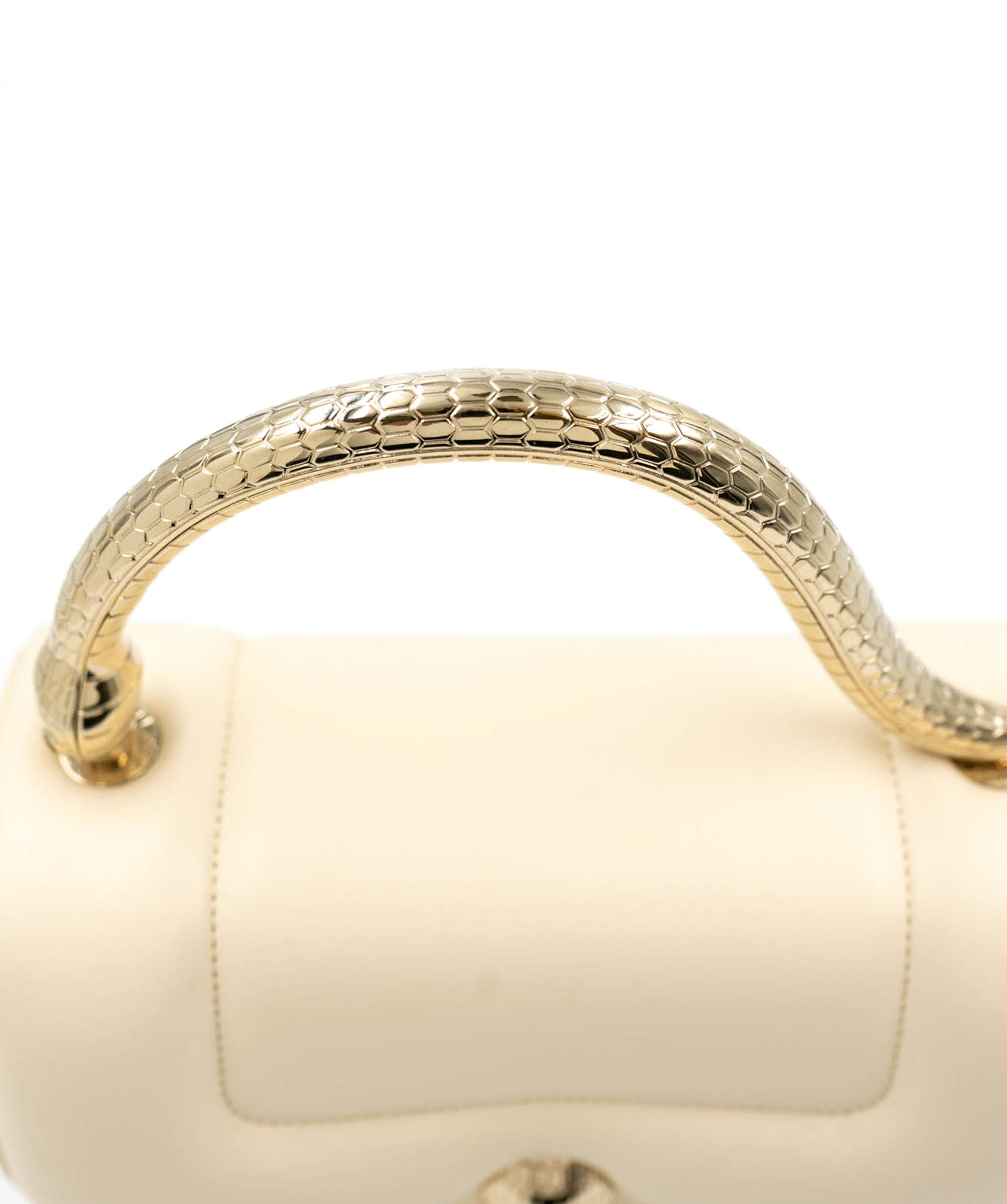 Bulgari Bulgari serepenti cream and gold top handle bag ALC0103