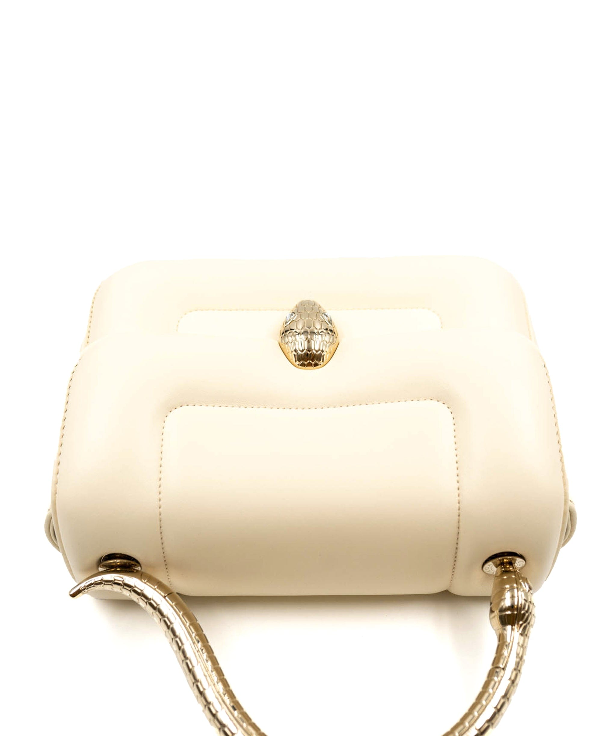 Bulgari Bulgari serepenti cream and gold top handle bag ALC0103