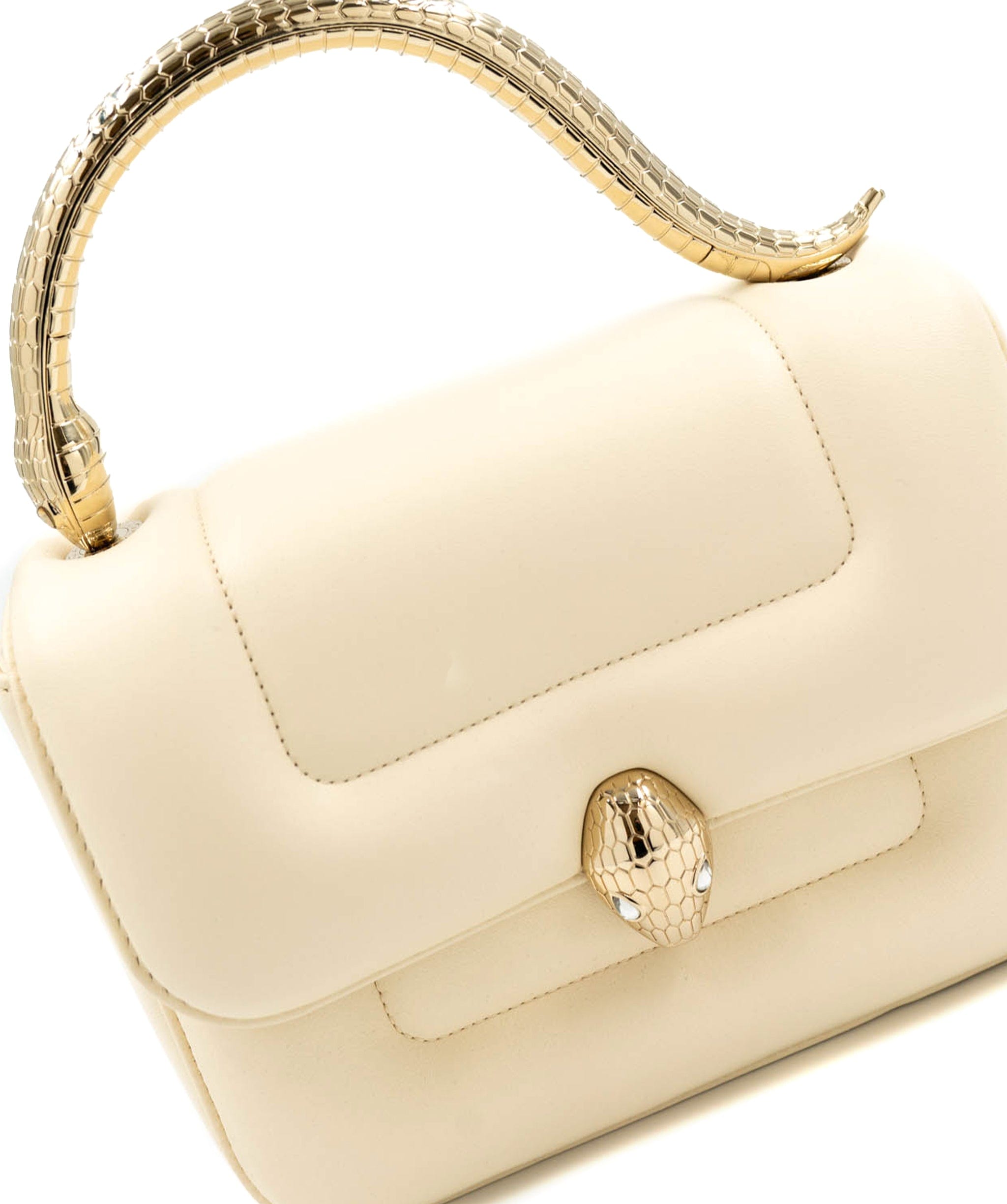 Bulgari Bulgari serepenti cream and gold top handle bag ALC0103