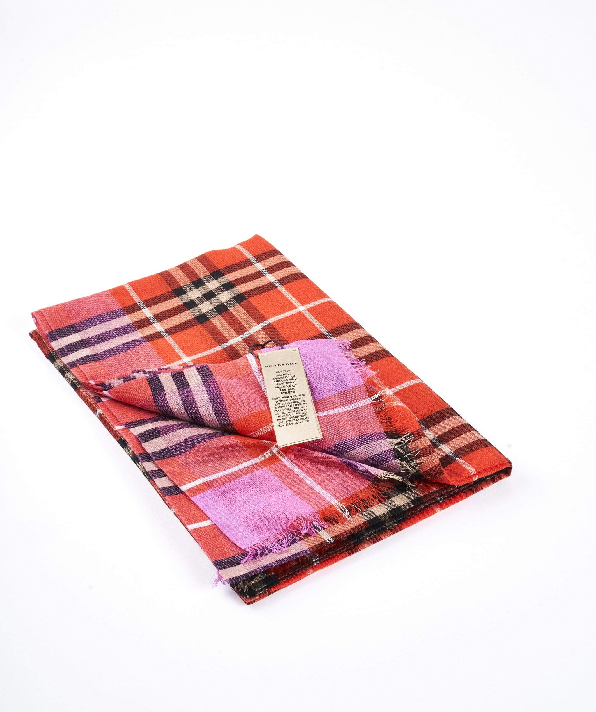 Burberry Burberry orange pink wool scarf