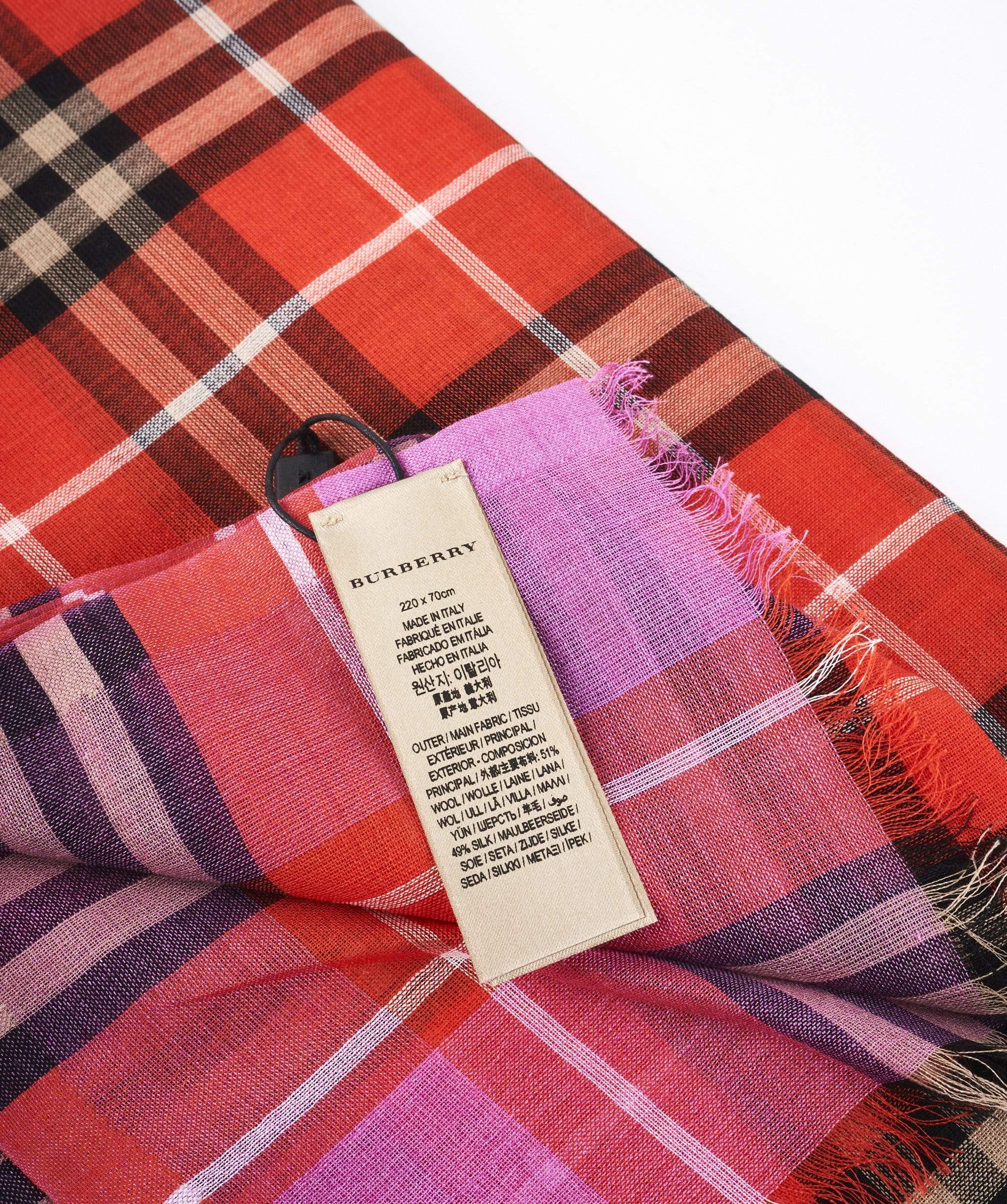 Burberry Burberry orange pink wool scarf